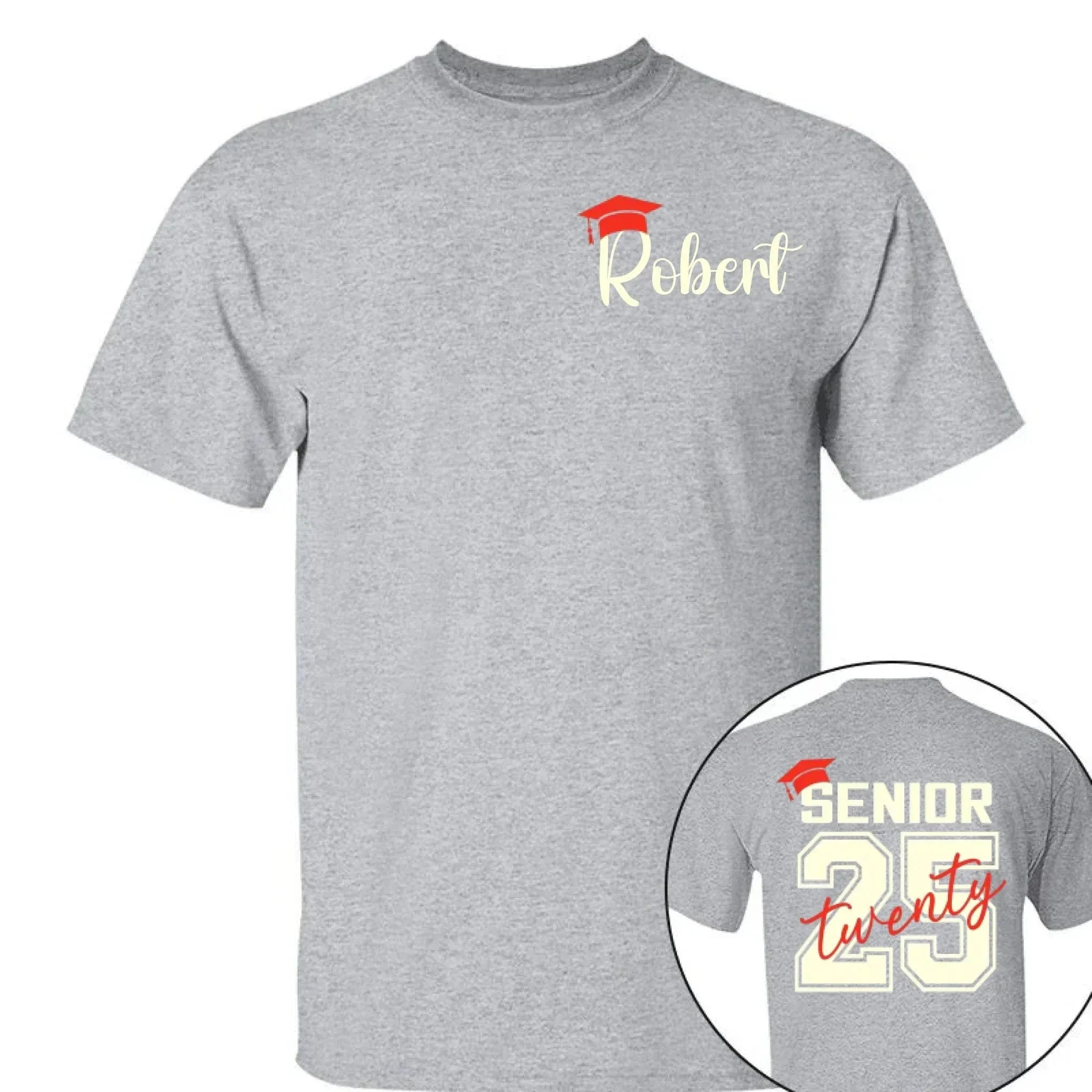 Customized Bachelor's Cap Pattern Graduation T-shirt - Personalized Name Pattern Graduation Cap Clothing for the Academic Year- Gifts for Family,Grandchildren,Graduate - Joliny