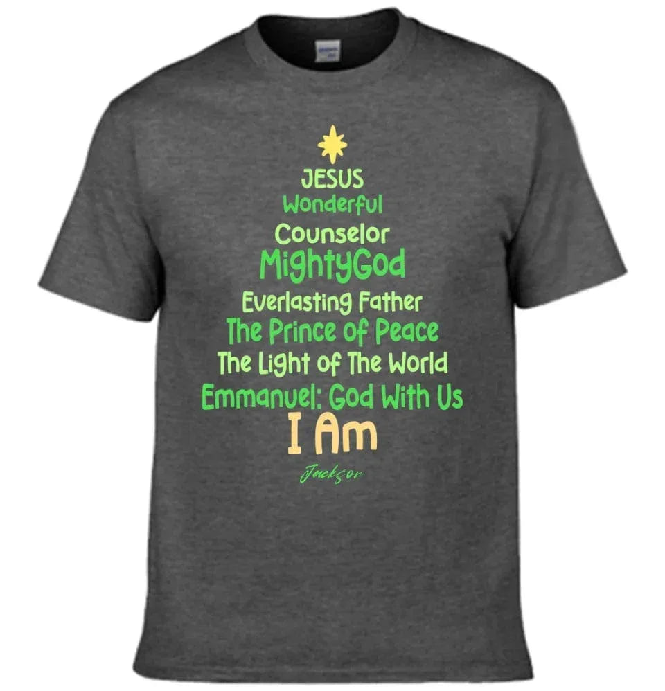 Customized Jesus-themed Text Apparel - Personalized Name Christmas Tree Shape Text Printed Costume - A Gift For Disciples Of Jesus,Yourself,Friend - Joliny