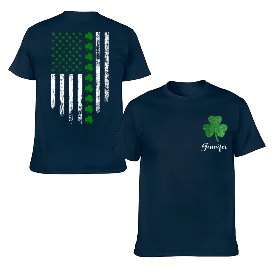 St. Patrick'S Day Flag Shamrock Personalized Name Custom Printed T-Shirt Sweatshirt - Gift For Family, Friends And Loved Ones - Joliny