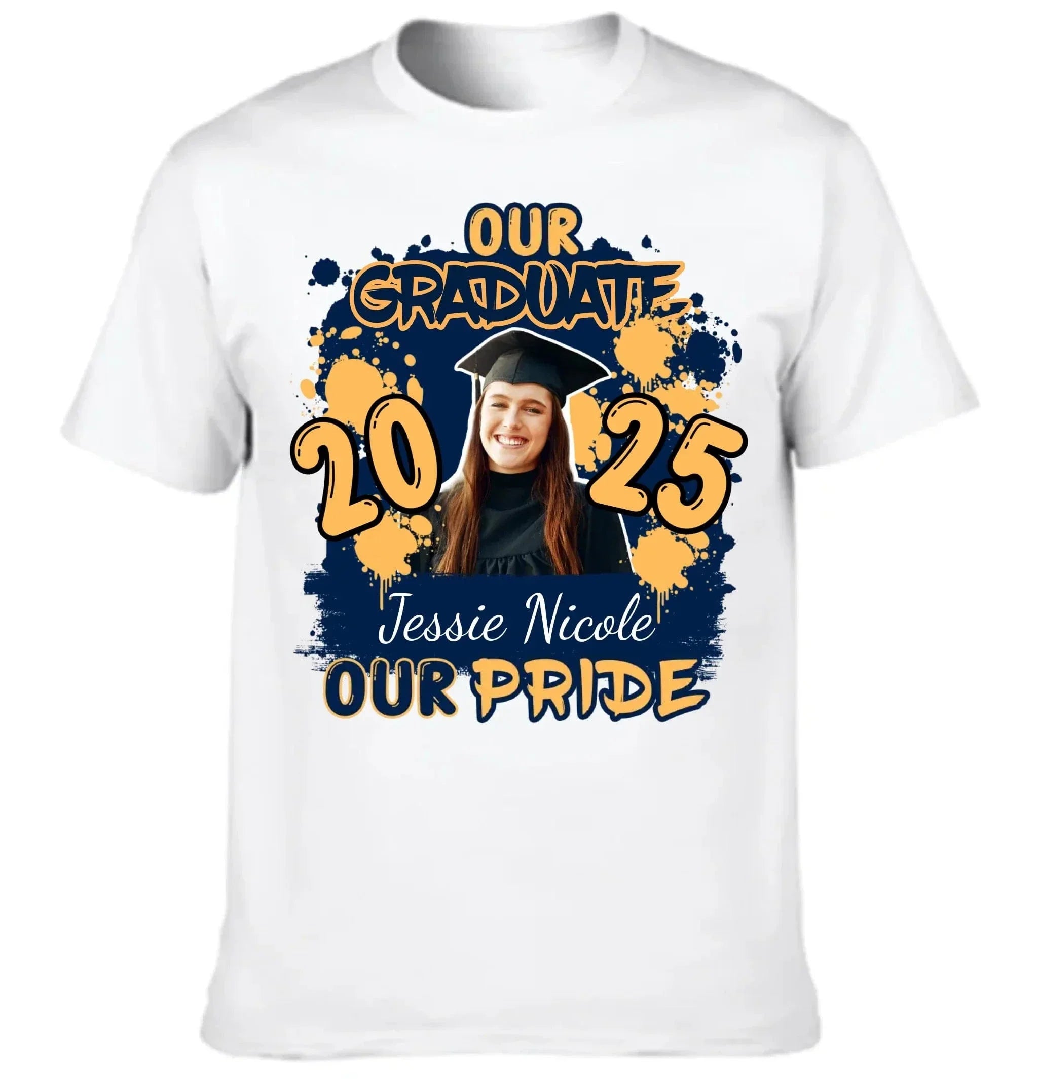 Custom Graduation Season T-Shirt - Personalized Graduation Apparel with Photo, Name and Year - Memorial Gifts for Students, Grandchildren, Siblings - Joliny