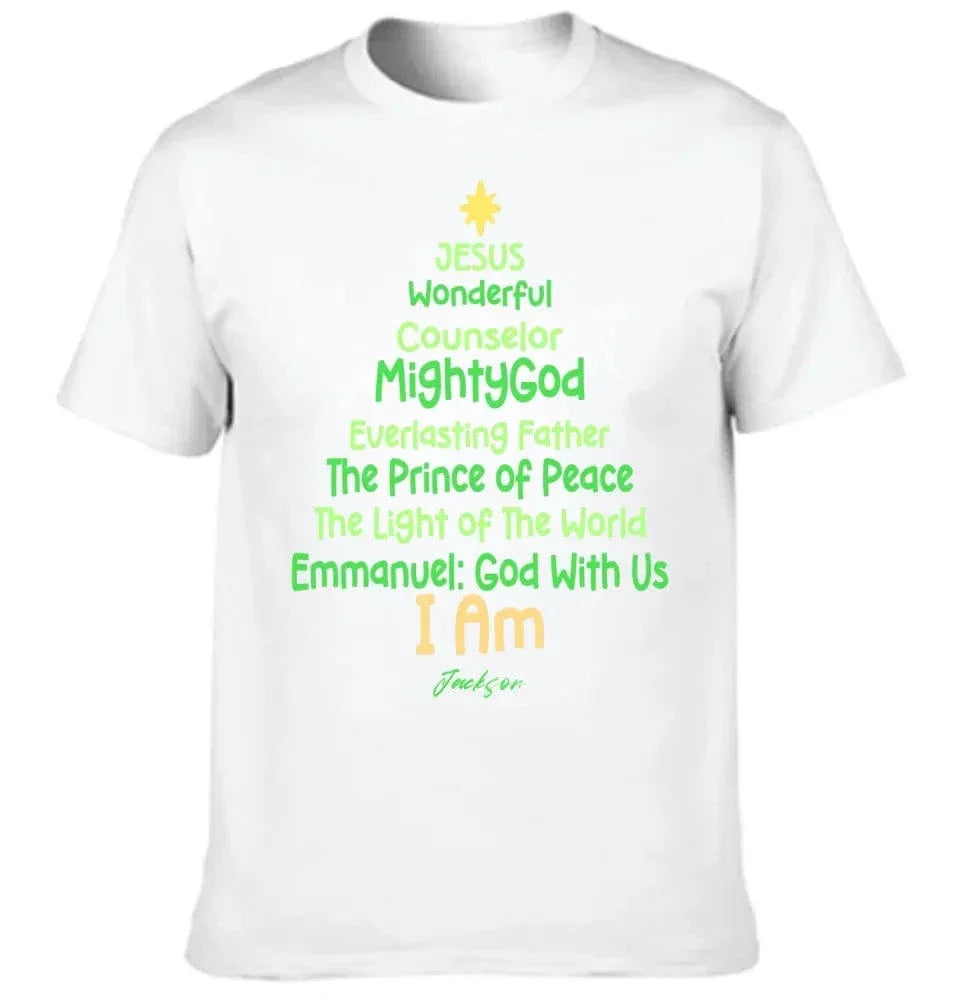 Customized Jesus-themed Text Apparel - Personalized Name Christmas Tree Shape Text Printed Costume - A Gift For Disciples Of Jesus,Yourself,Friend - Joliny