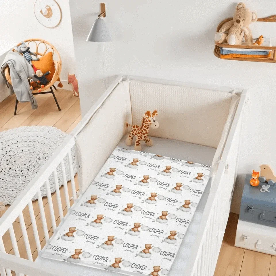 Teddy Bear Cloud Personalized Name Custom Blanket - Newborn Baby Shower Gift - Joliny