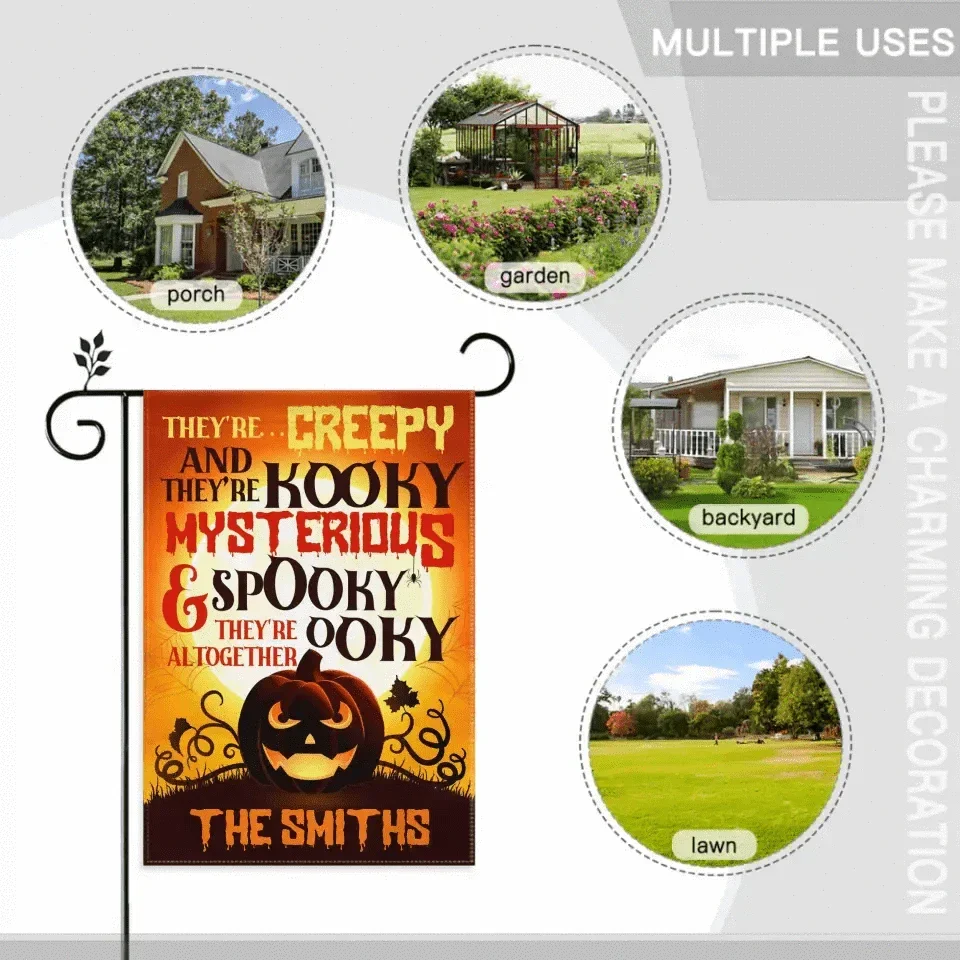 There're Creepy And There're Kooky - Personalized Funny Cat Flag, Halloween Ideas. - Joliny