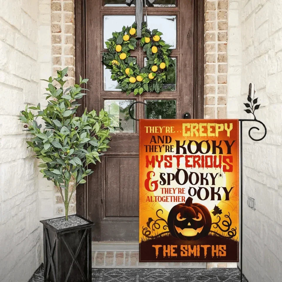 There're Creepy And There're Kooky - Personalized Funny Cat Flag, Halloween Ideas. - Joliny