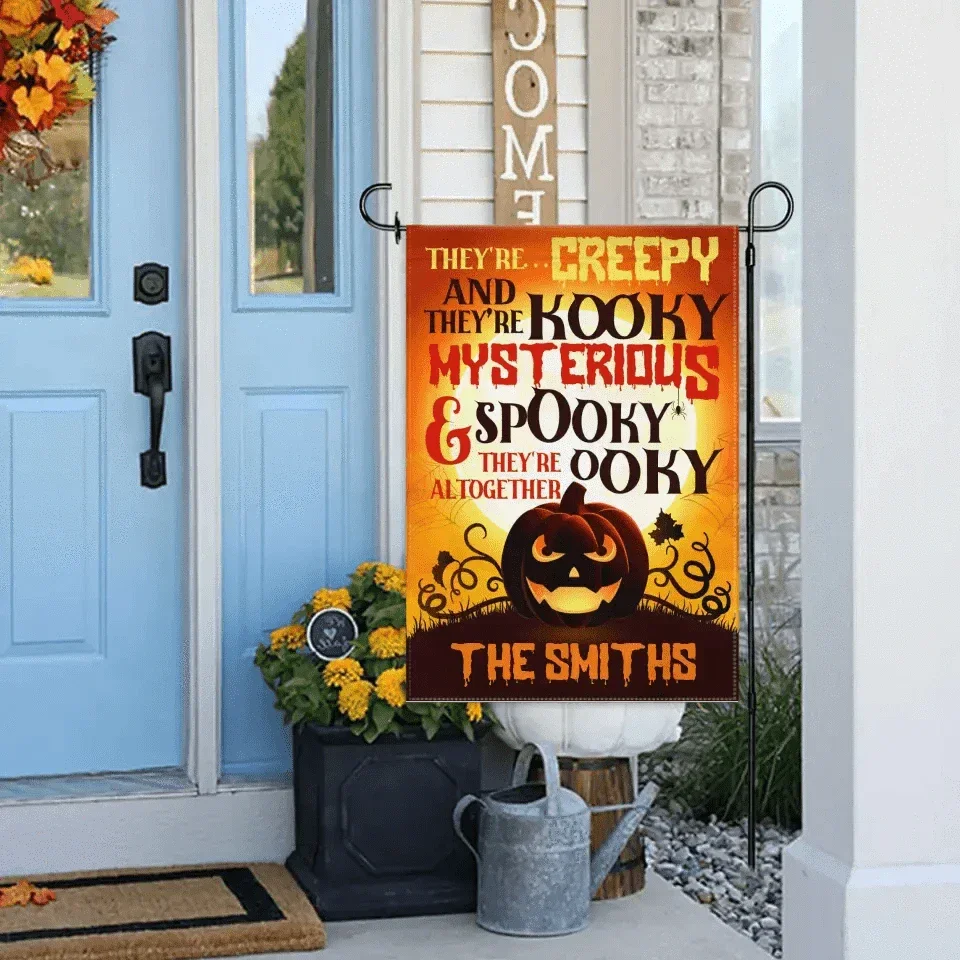 There're Creepy And There're Kooky - Personalized Funny Cat Flag, Halloween Ideas. - Joliny