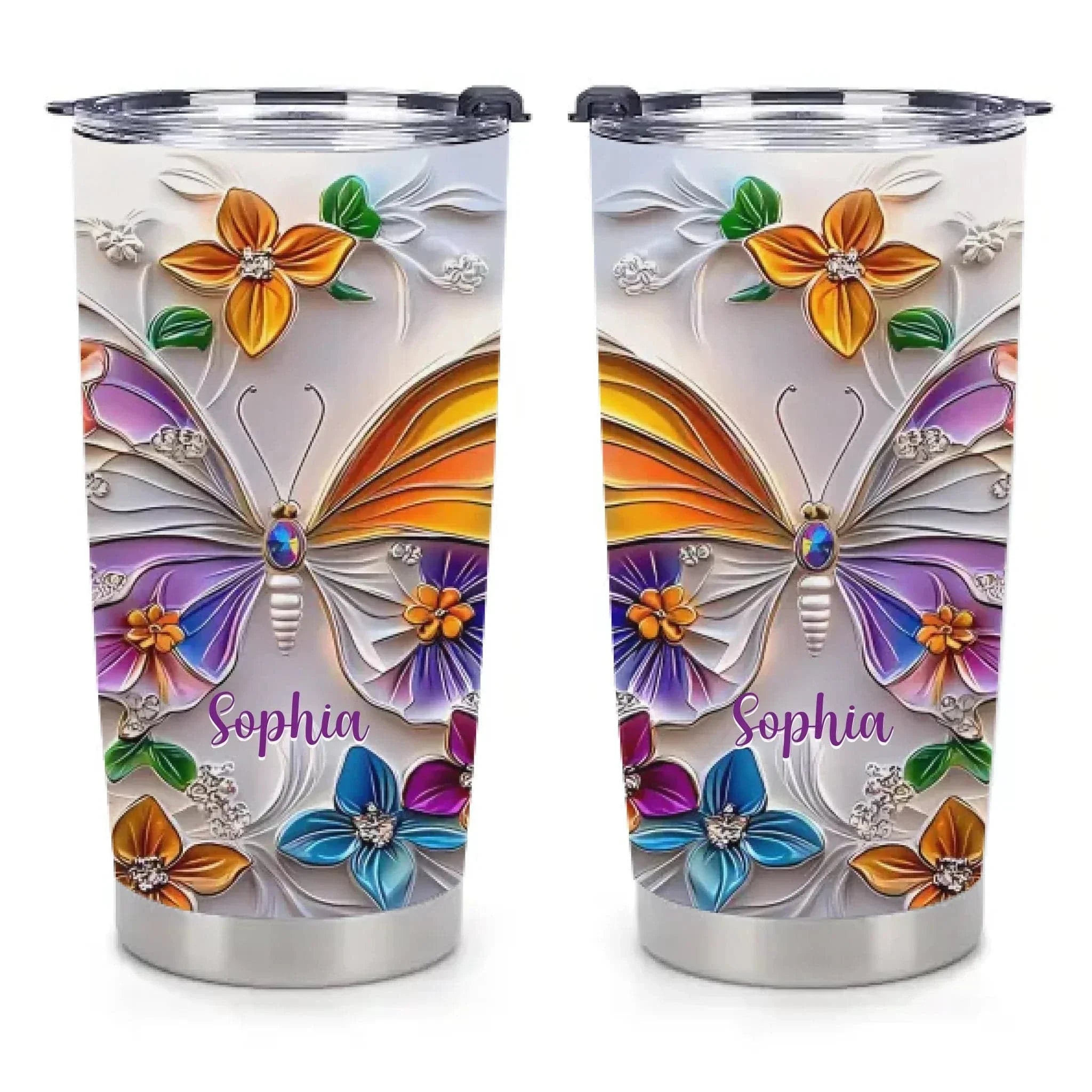 Customised Butterfly Themed Mugs - Personalised Name Gorgeous Butterfly Print Decorative Mugs - A Gift For Family,Friend,Sister,BFF,Butterfly Lovers - Joliny