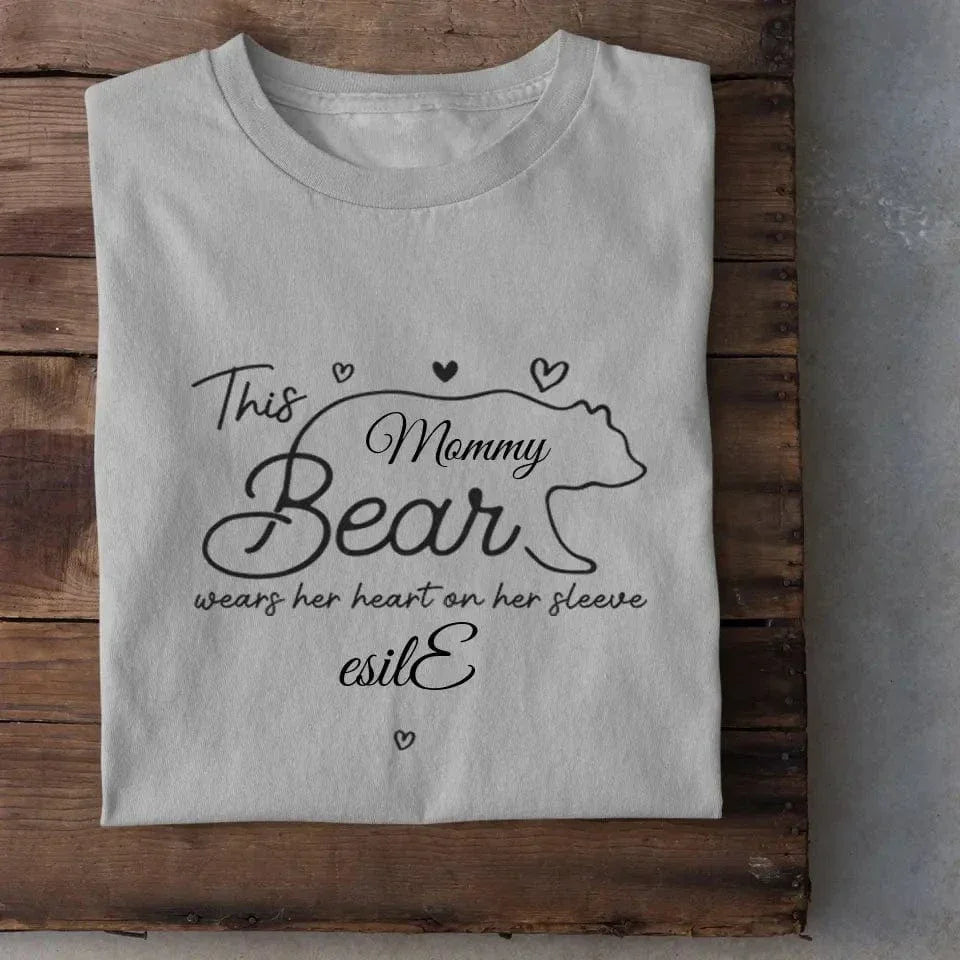 This mama bear prints her heart on clothing - Family Personalized Unisex T-Shirt, Gift for Mom - Joliny