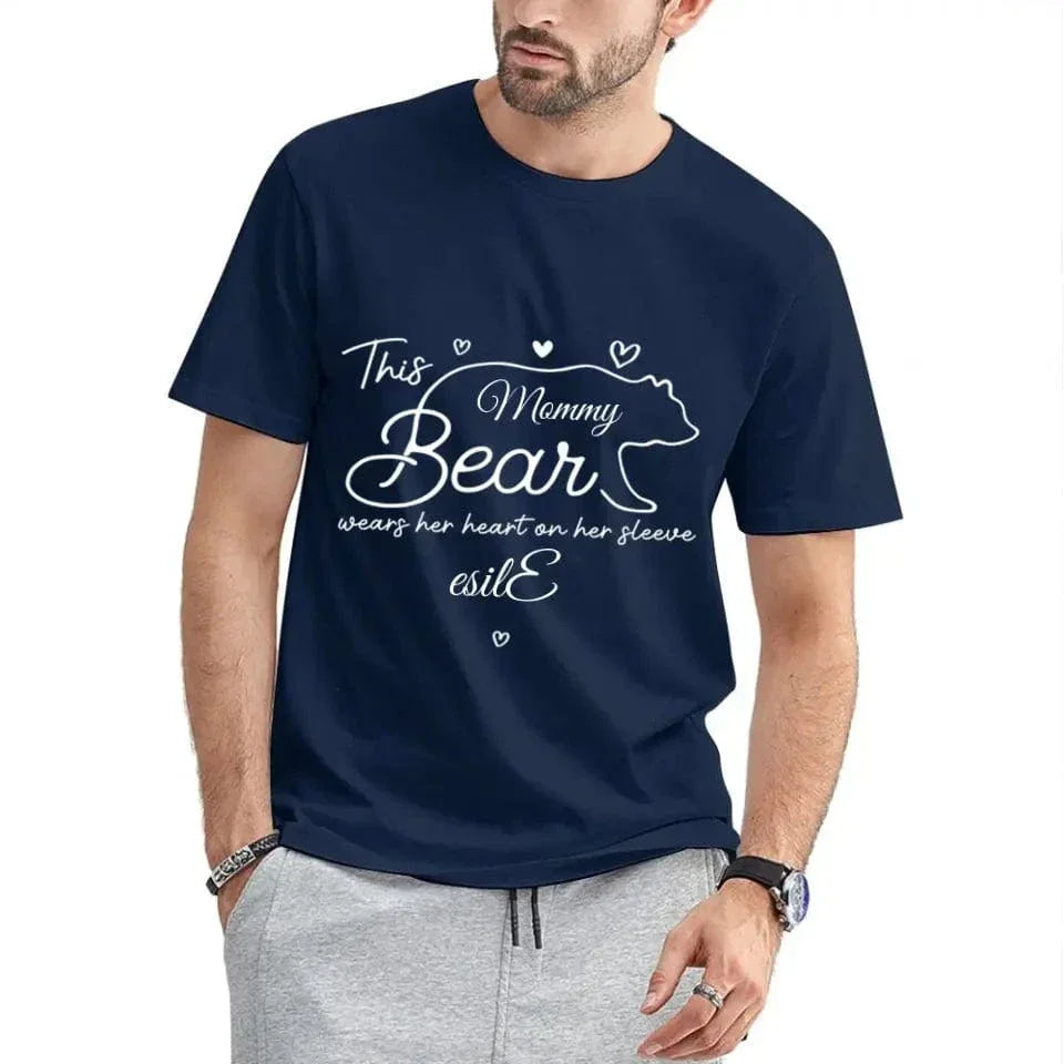 This mama bear prints her heart on clothing - Family Personalized Unisex T-Shirt, Gift for Mom - Joliny