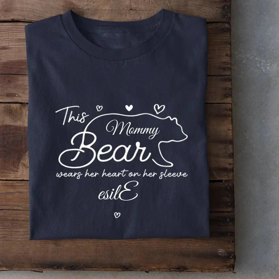 This mama bear prints her heart on clothing - Family Personalized Unisex T-Shirt, Gift for Mom - Joliny