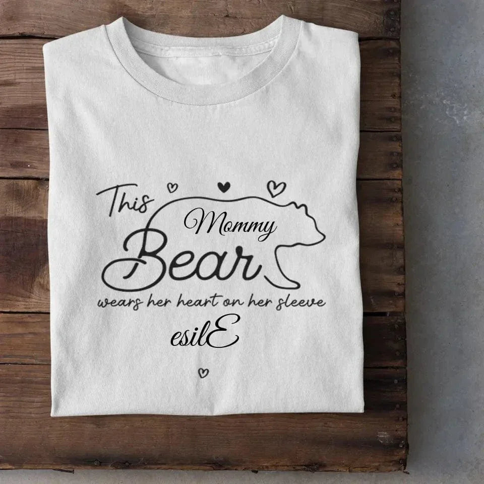 This mama bear prints her heart on clothing - Family Personalized Unisex T-Shirt, Gift for Mom - Joliny
