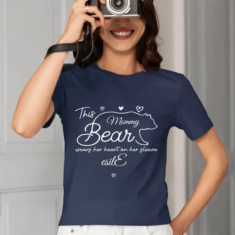 This mama bear prints her heart on clothing - Family Personalized Unisex T-Shirt, Gift for Mom - Joliny