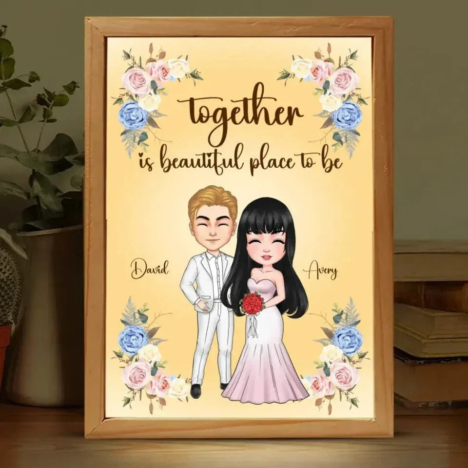Together Is A Beautiful Place To Be - Personalized Custom Couple Frame Box - Joliny