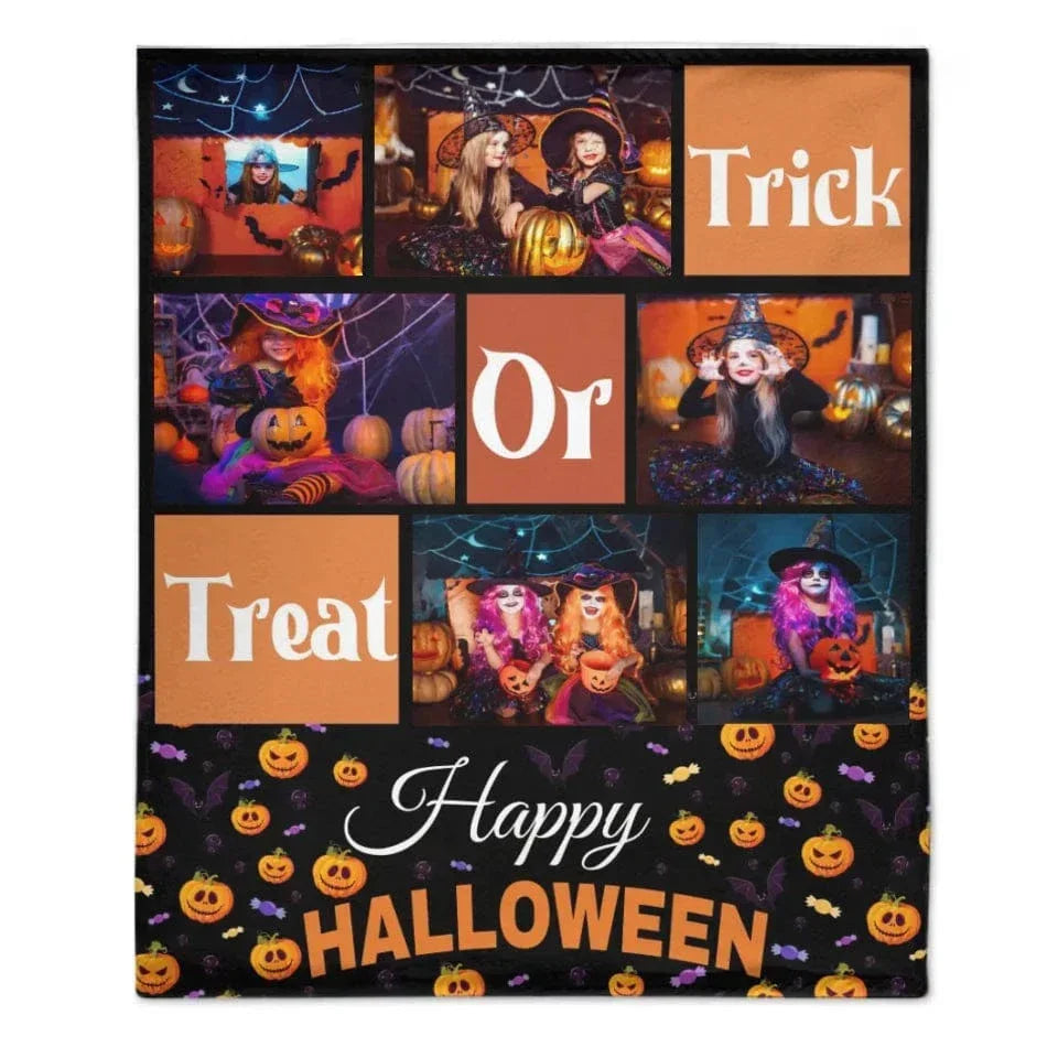 Trick Or Treat - Personalised Photo Collage Halloween Blanket - Gifts for Children,Friend,Family - Joliny