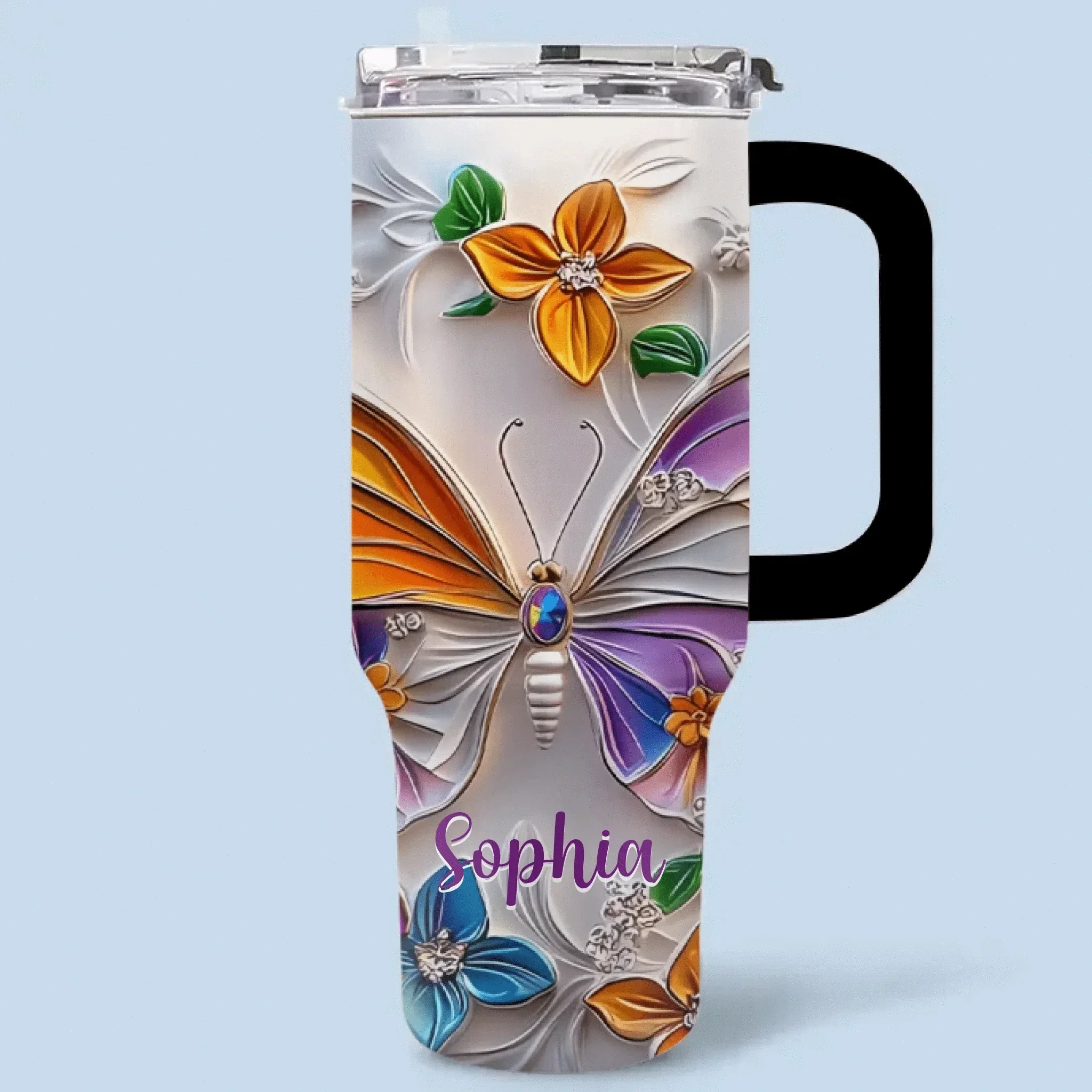 Customised Butterfly Themed Mugs - Personalised Name Gorgeous Butterfly Print Decorative Mugs - A Gift For Family,Friend,Sister,BFF,Butterfly Lovers - Joliny