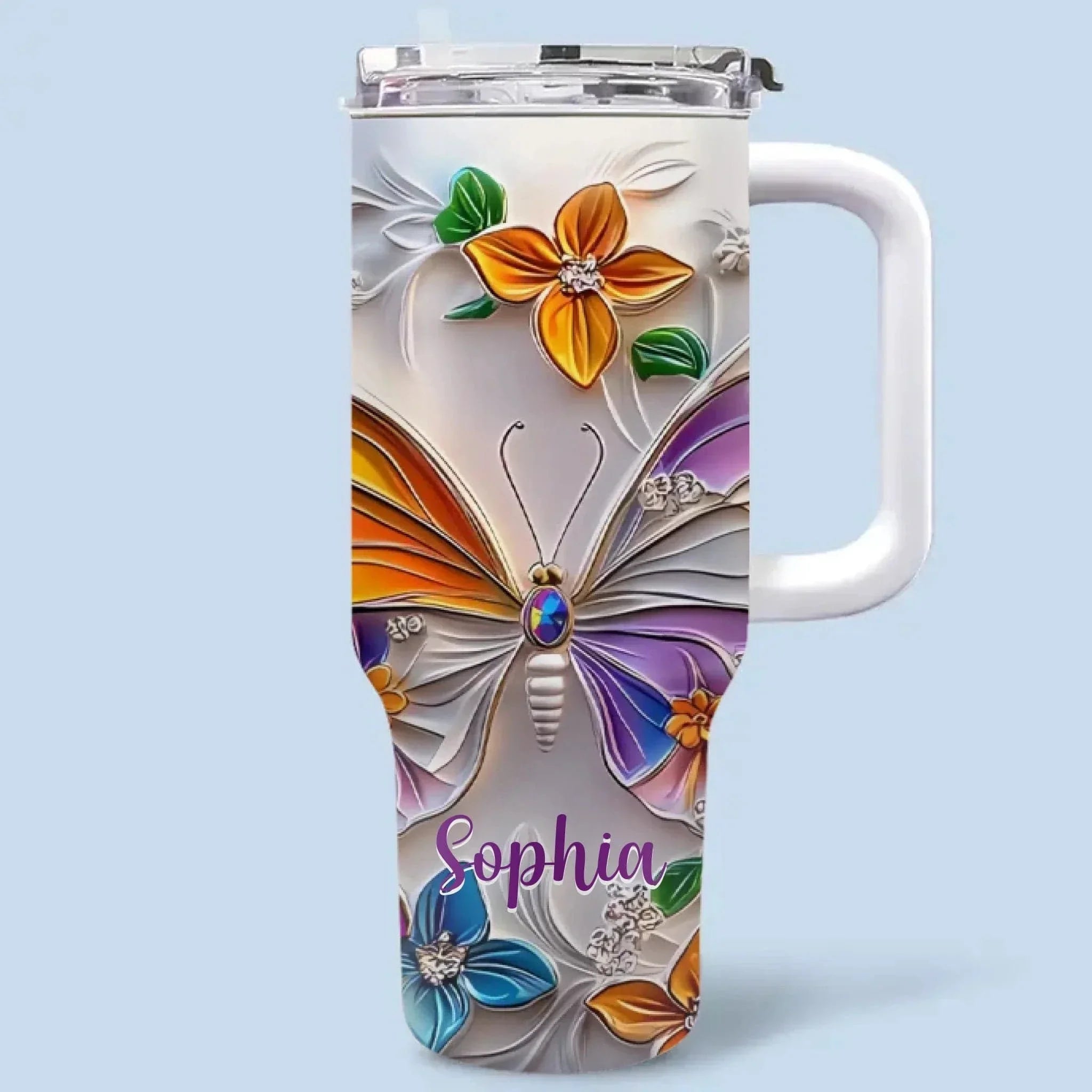 Customised Butterfly Themed Mugs - Personalised Name Gorgeous Butterfly Print Decorative Mugs - A Gift For Family,Friend,Sister,BFF,Butterfly Lovers - Joliny