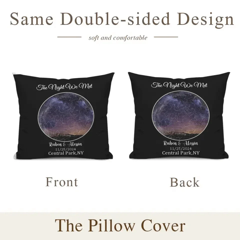Under This Sky It All Began - Personalized Photo Upload Custom Sky Star Map Pillow - Joliny