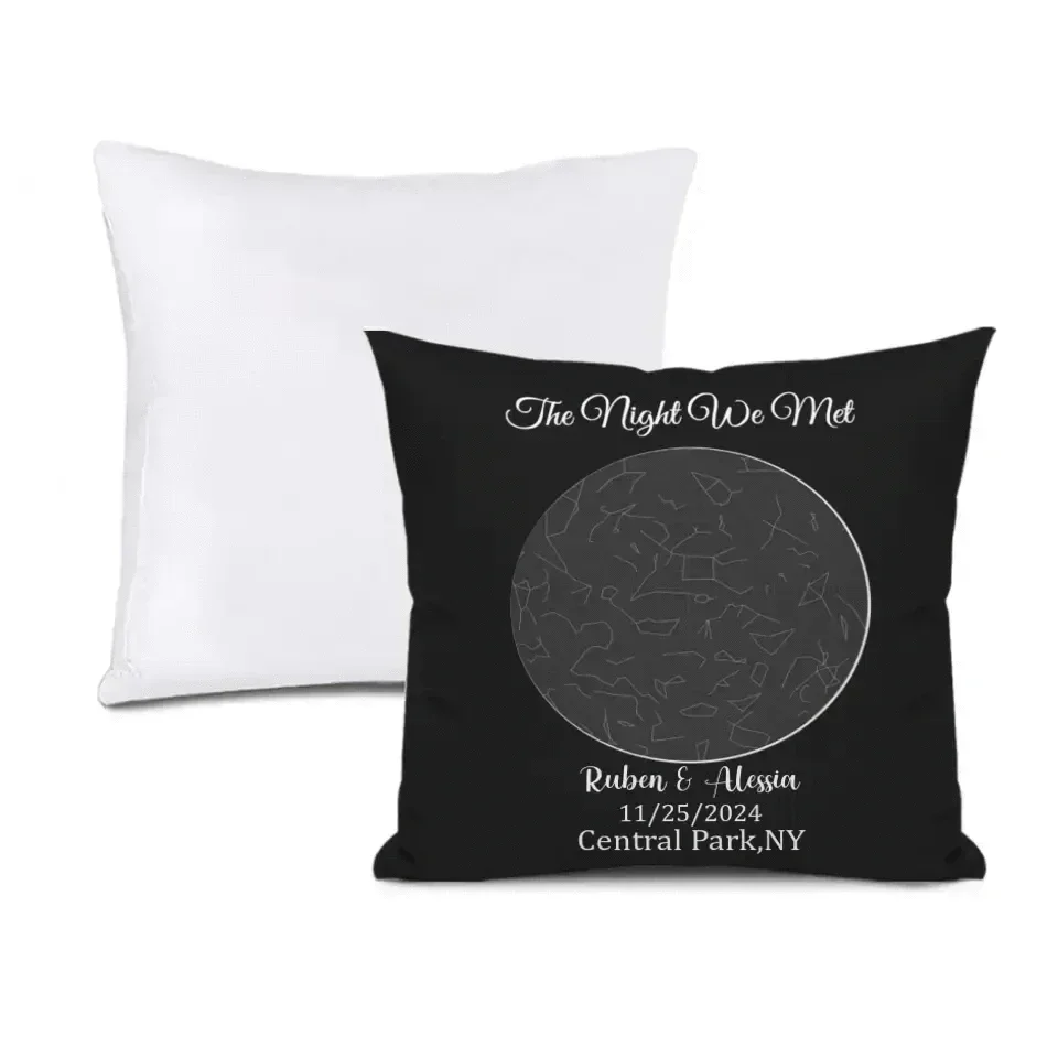 Under This Sky It All Began - Personalized Photo Upload Custom Sky Star Map Pillow - Joliny