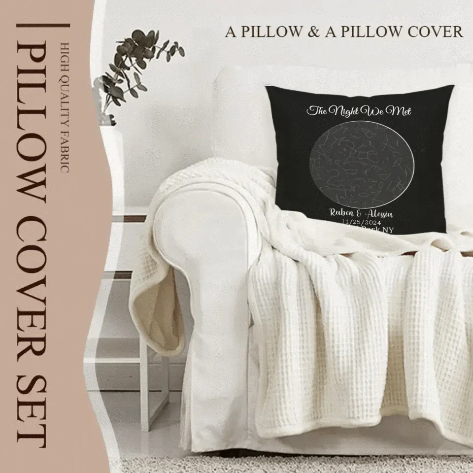 Under This Sky It All Began - Personalized Photo Upload Custom Sky Star Map Pillow - Joliny