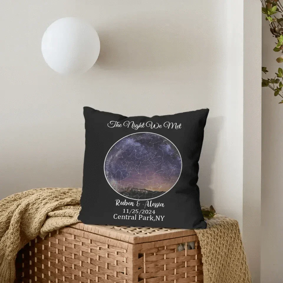 Under This Sky It All Began - Personalized Photo Upload Custom Sky Star Map Pillow - Joliny