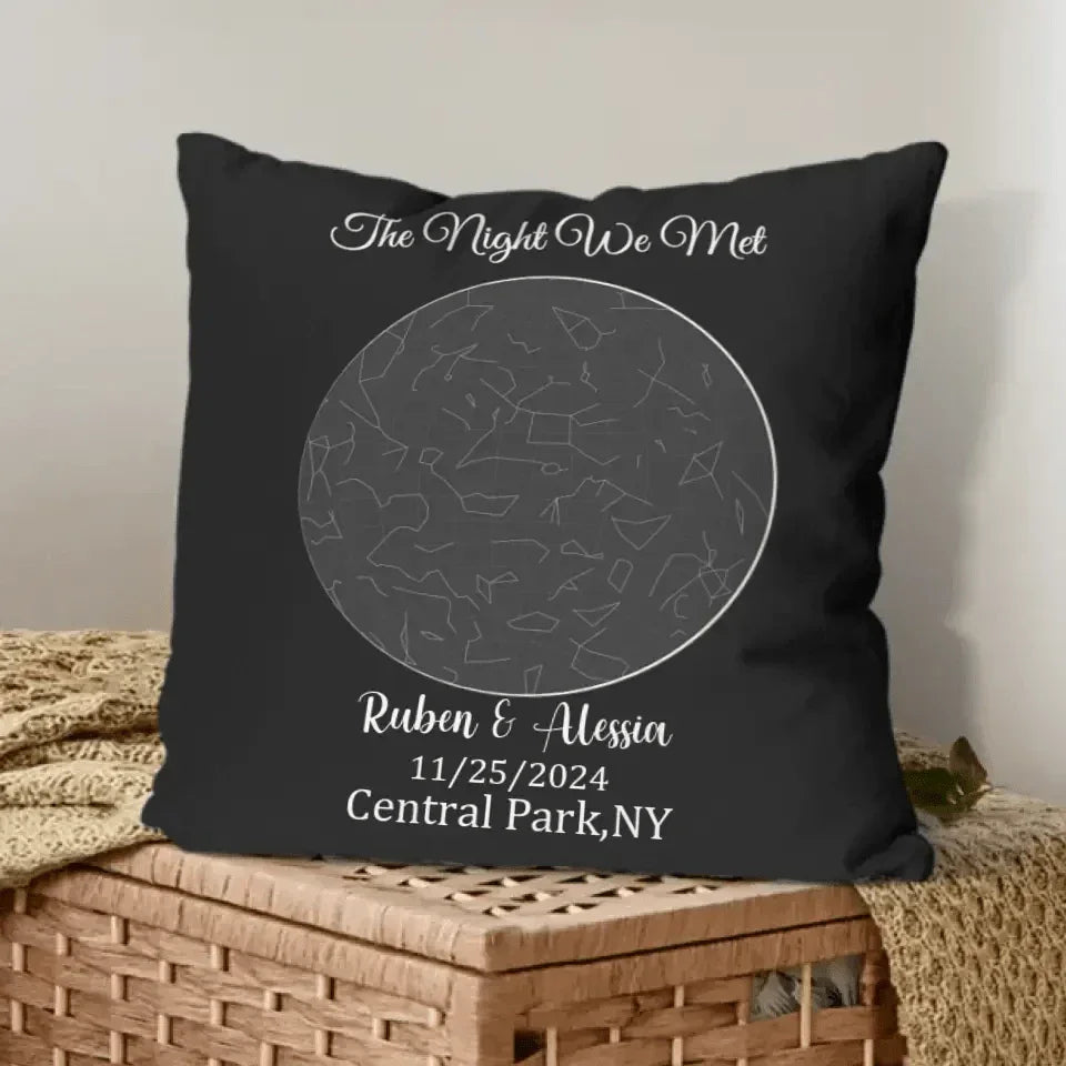 Under This Sky It All Began - Personalized Photo Upload Custom Sky Star Map Pillow - Joliny