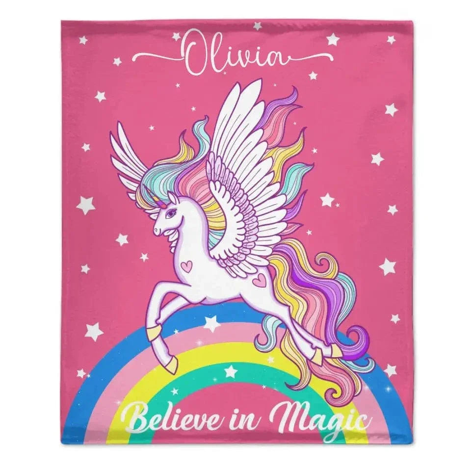 Unicorn Gifts Blanket - Personalized Rainbow Stars Name Blanket - Joliny