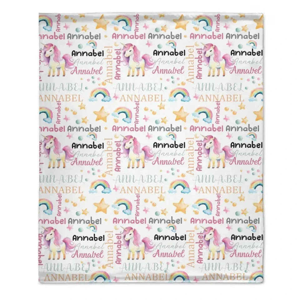 Unicorn Pattern Name Custom Blanket For Boys Girls Babies - Joliny