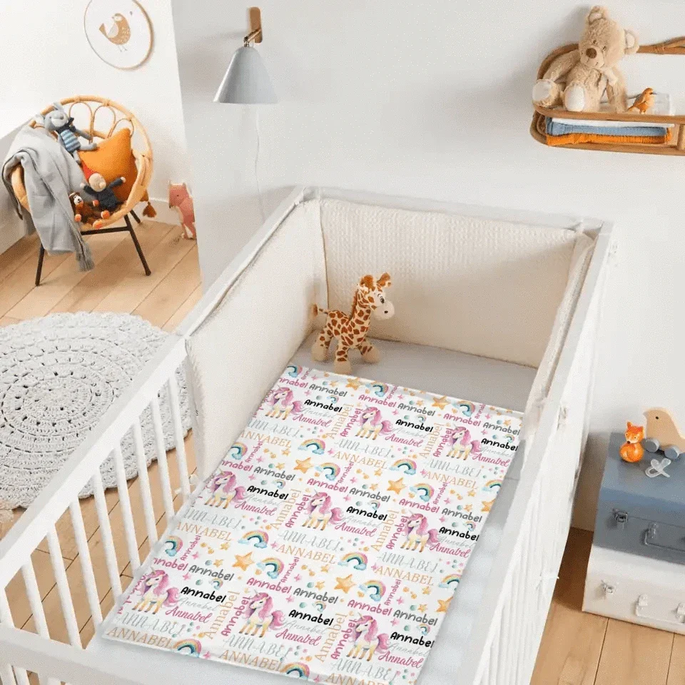 Unicorn Pattern Name Custom Blanket For Boys Girls Babies - Joliny