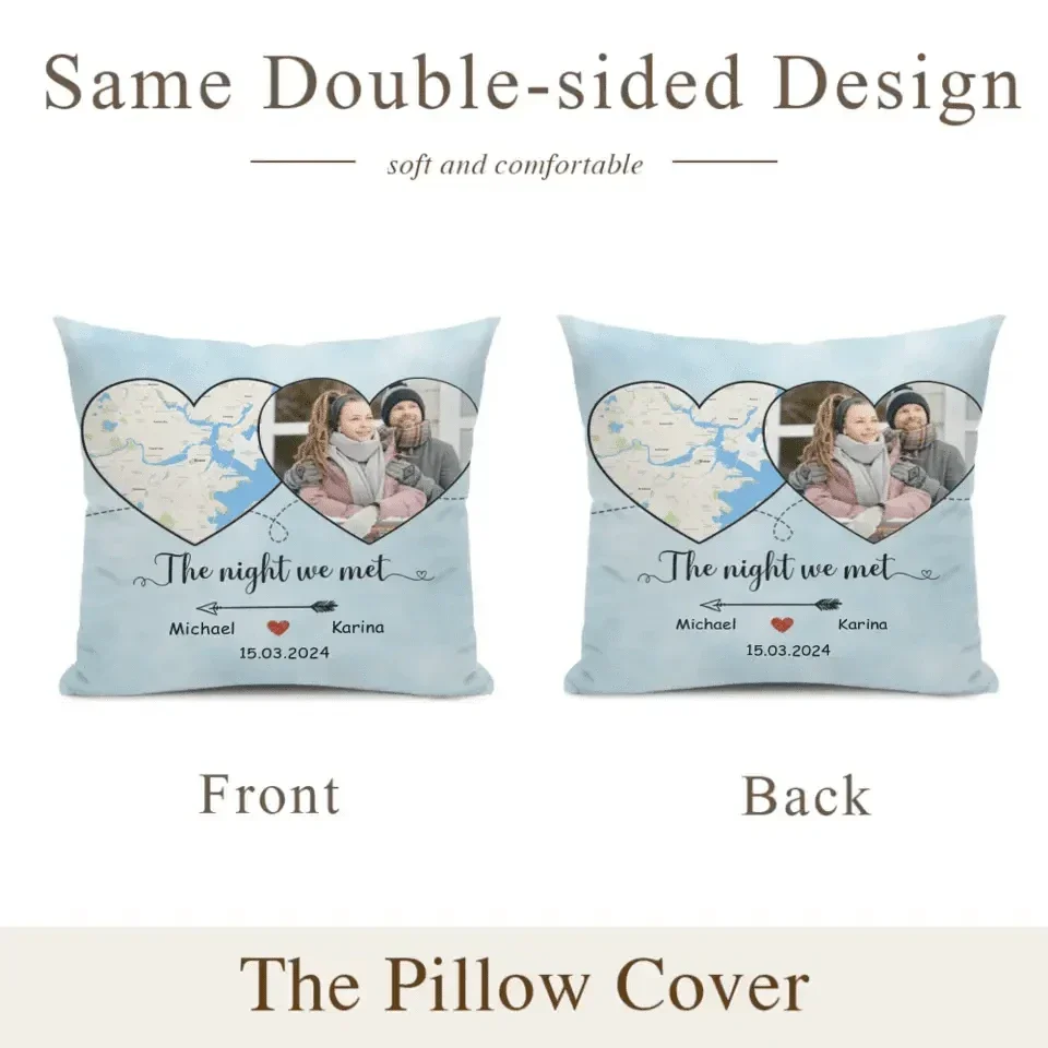 Where Our Story Began - Personalized Photo Upload Gift Custom Map Pillow - Joliny