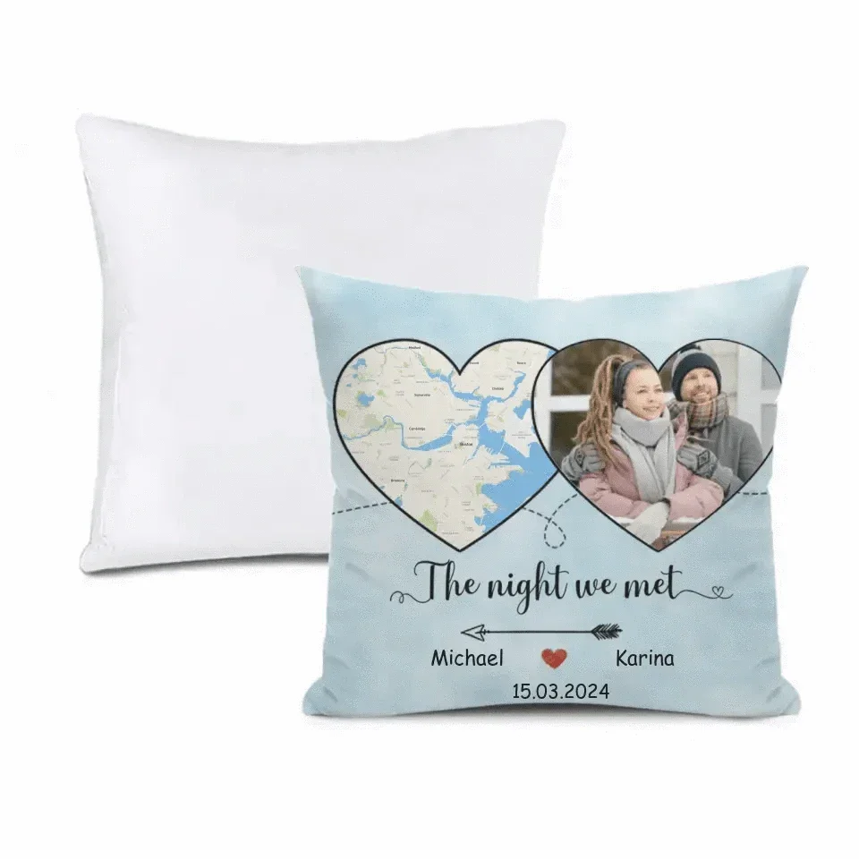 Where Our Story Began - Personalized Photo Upload Gift Custom Map Pillow - Joliny