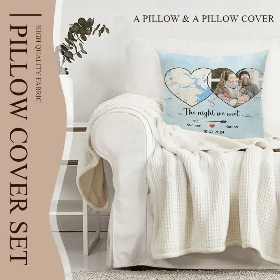 Where Our Story Began - Personalized Photo Upload Gift Custom Map Pillow - Joliny
