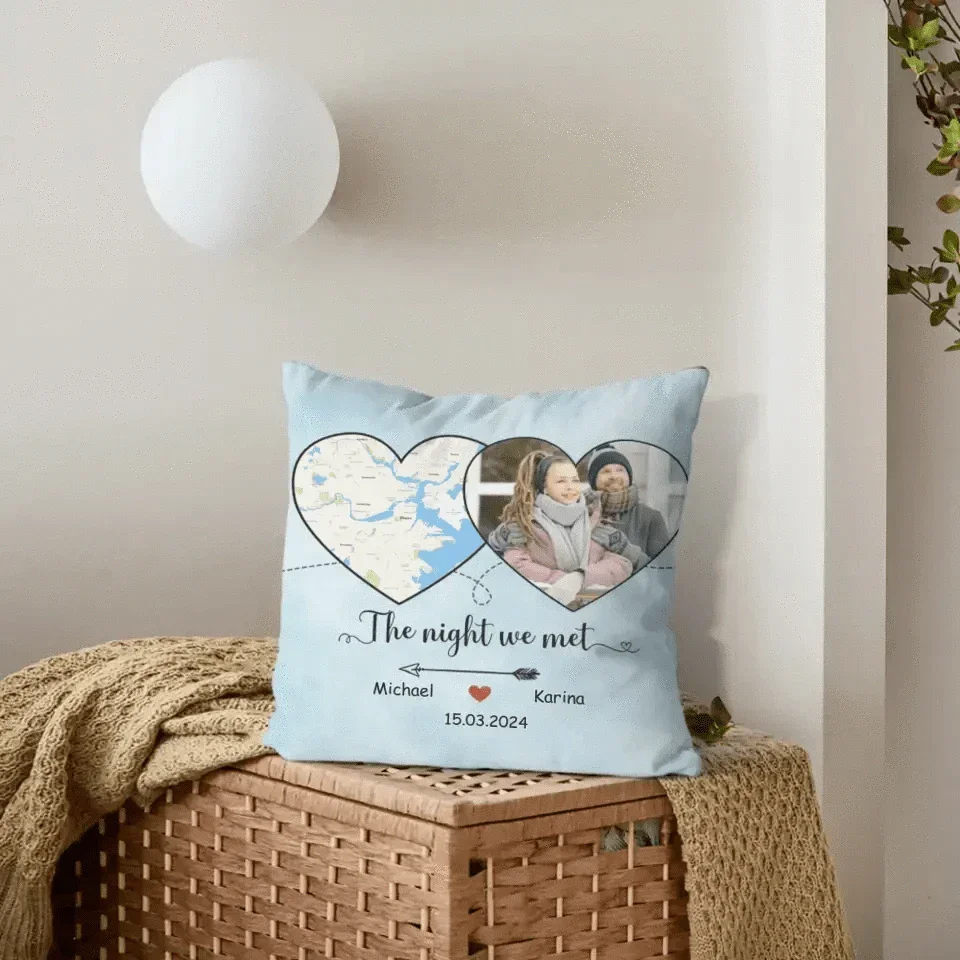 Where Our Story Began - Personalized Photo Upload Gift Custom Map Pillow - Joliny