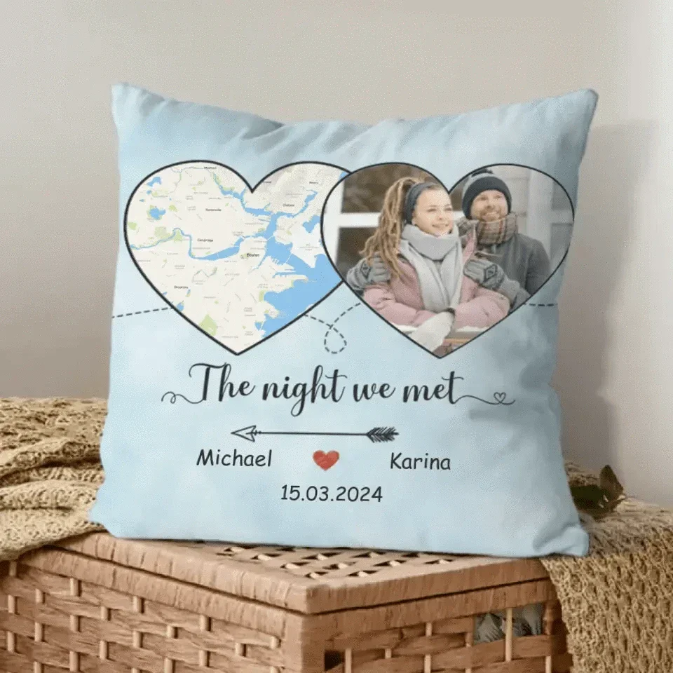 Where Our Story Began - Personalized Photo Upload Gift Custom Map Pillow - Joliny