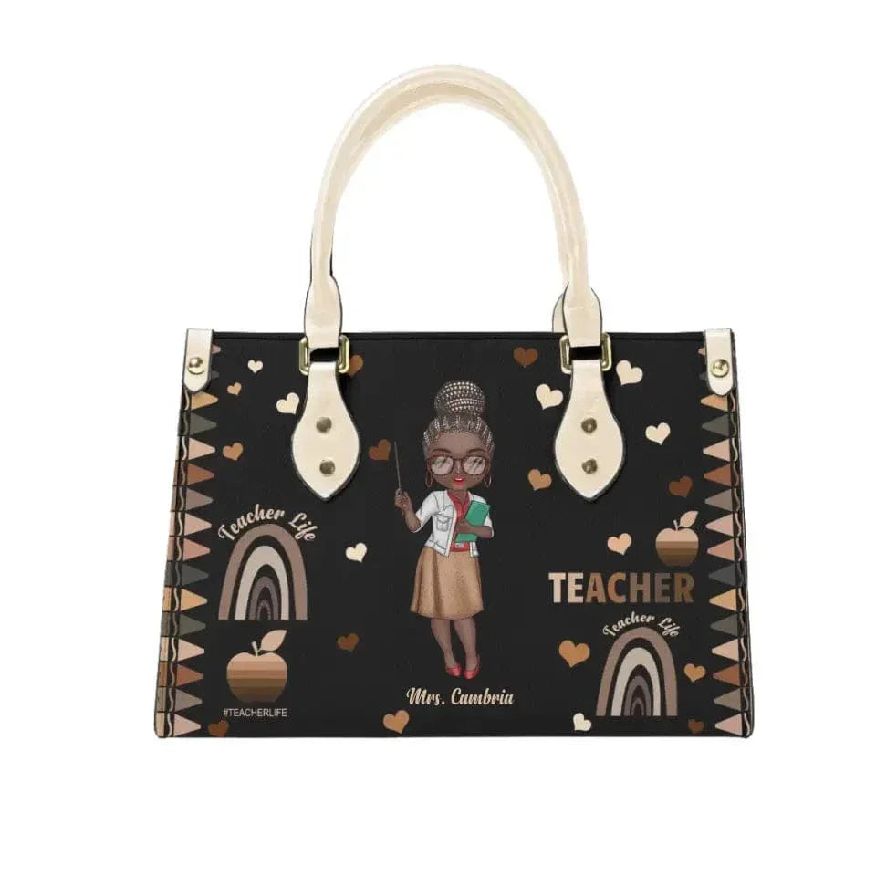 Personalized Leather Bucket Bag - Gift For Teacher - Joliny