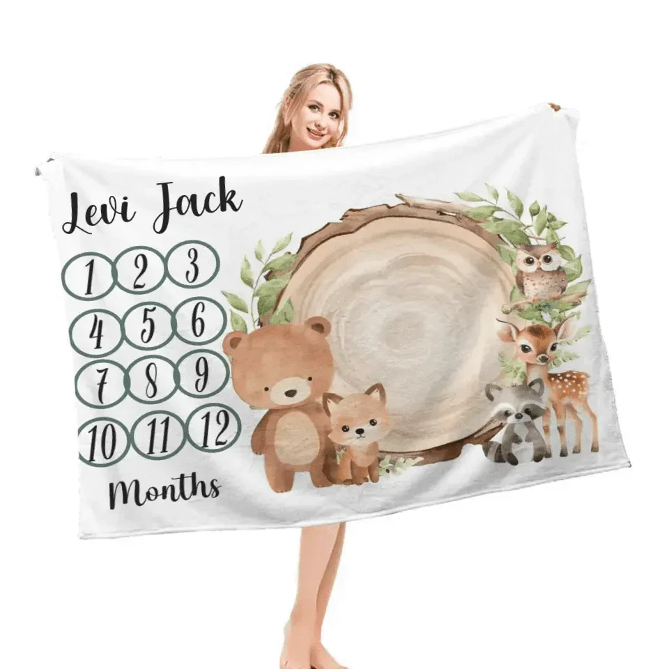 Personalized Blankets Customized Baby Blankets with Baby's Birth Month and Name - Joliny