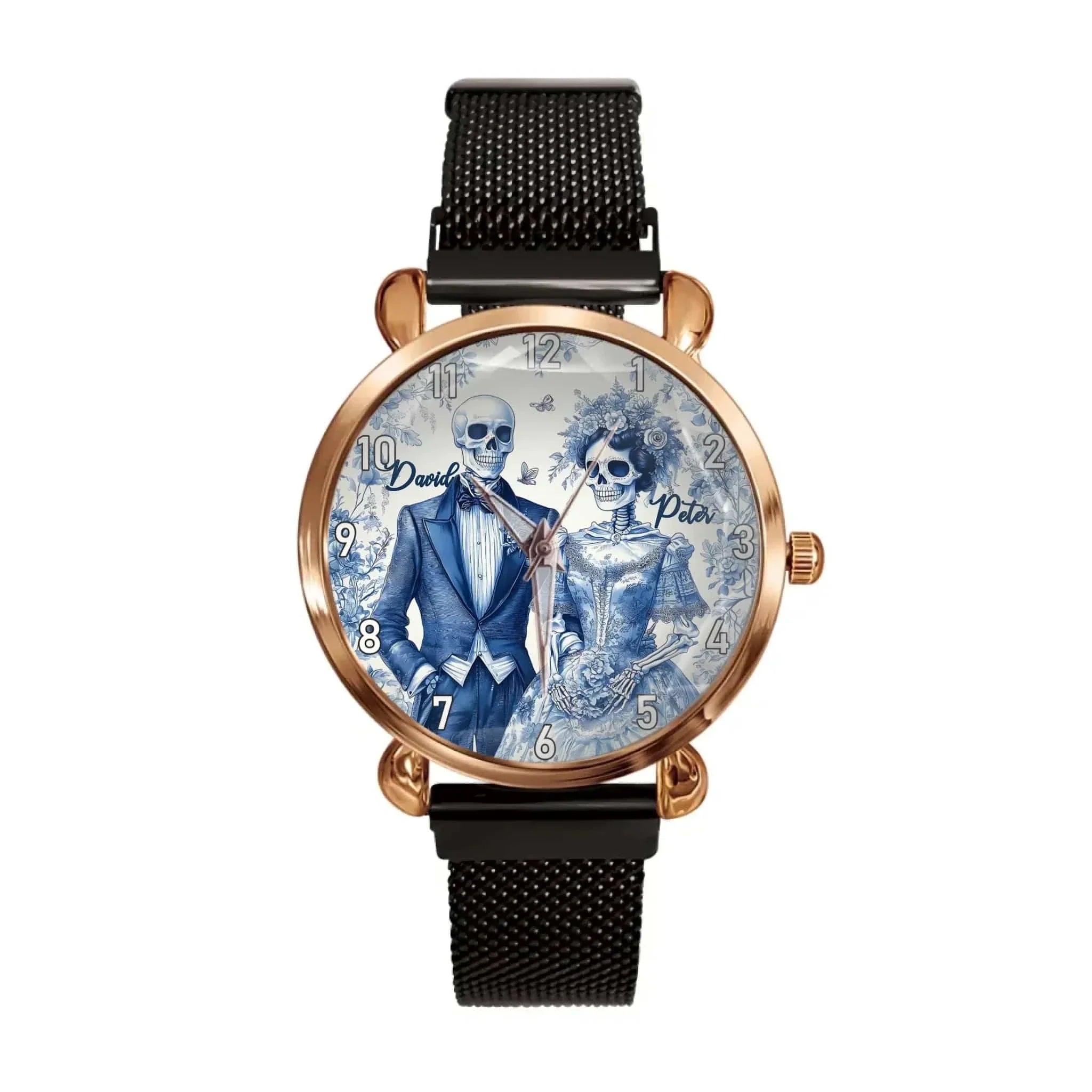 personalize! The blue skull couple watch isn't just an accessory; it's a symbol of love and personality. Add your name to craft a one - of - a - kind timepiece that stands out from the crowd. - Joliny