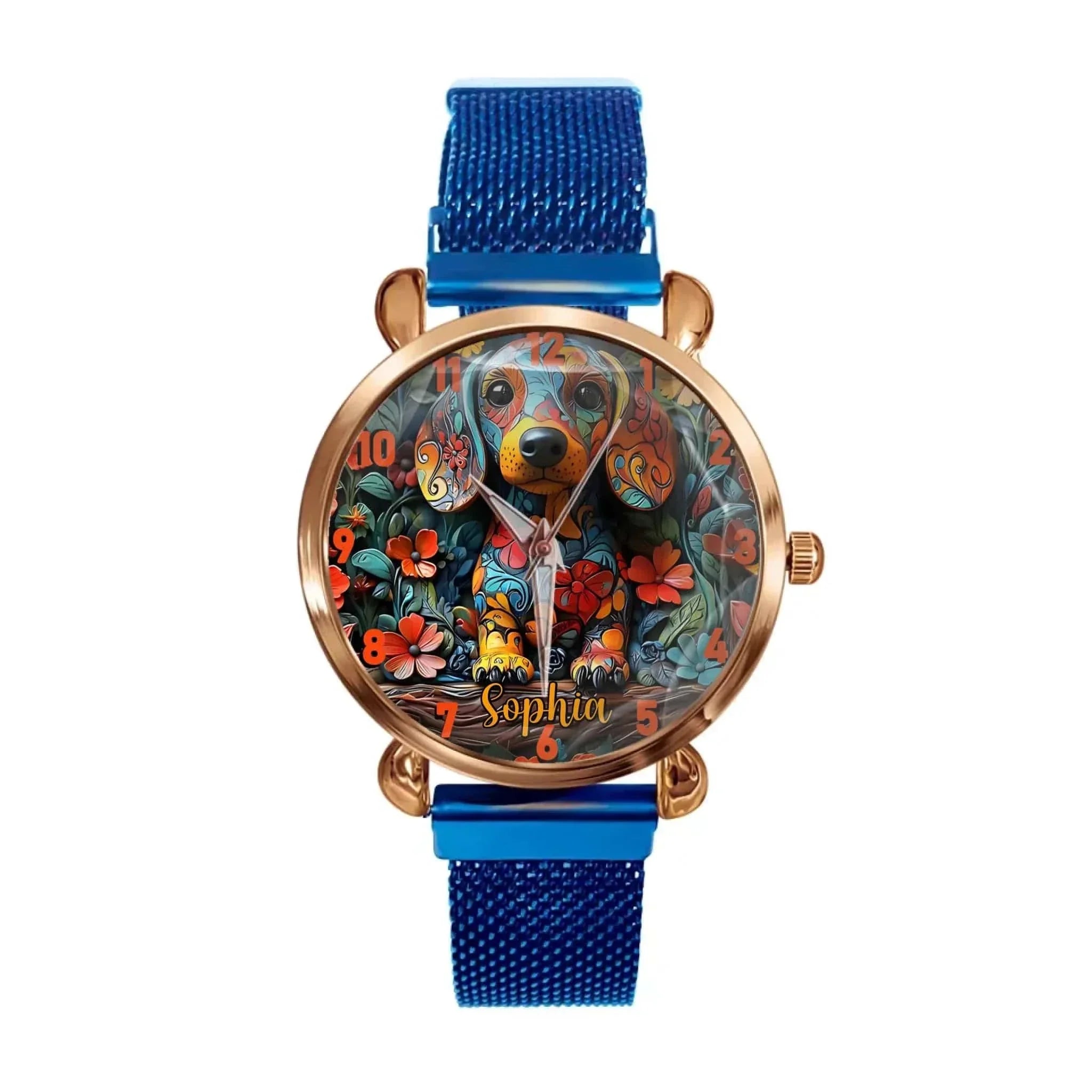 Customized Watch with Puppy Pattern - personalized Name Watch for Dachshund Dog - A Gift for Dog Owners,Dog Lovers - Joliny