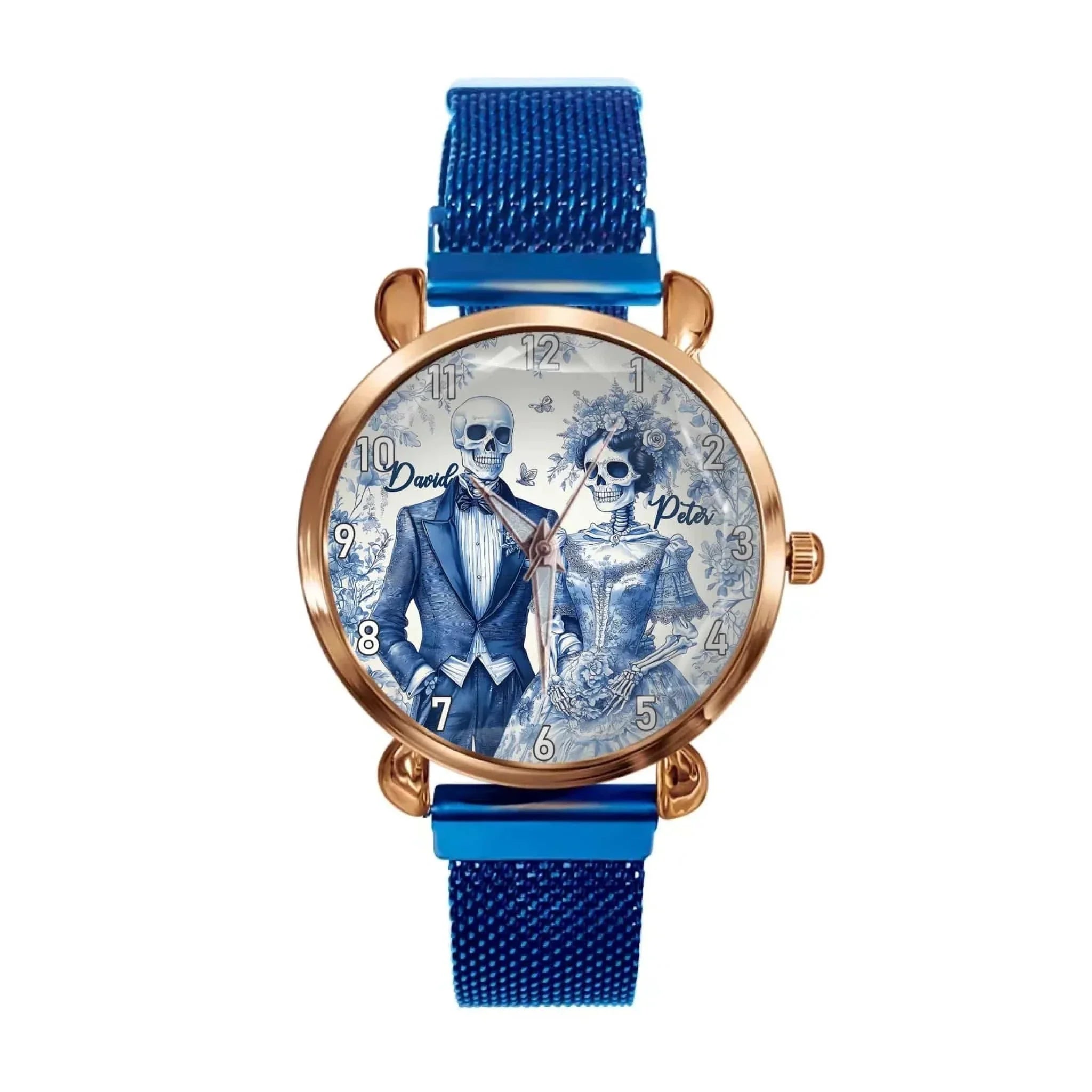 personalize! The blue skull couple watch isn't just an accessory; it's a symbol of love and personality. Add your name to craft a one - of - a - kind timepiece that stands out from the crowd. - Joliny