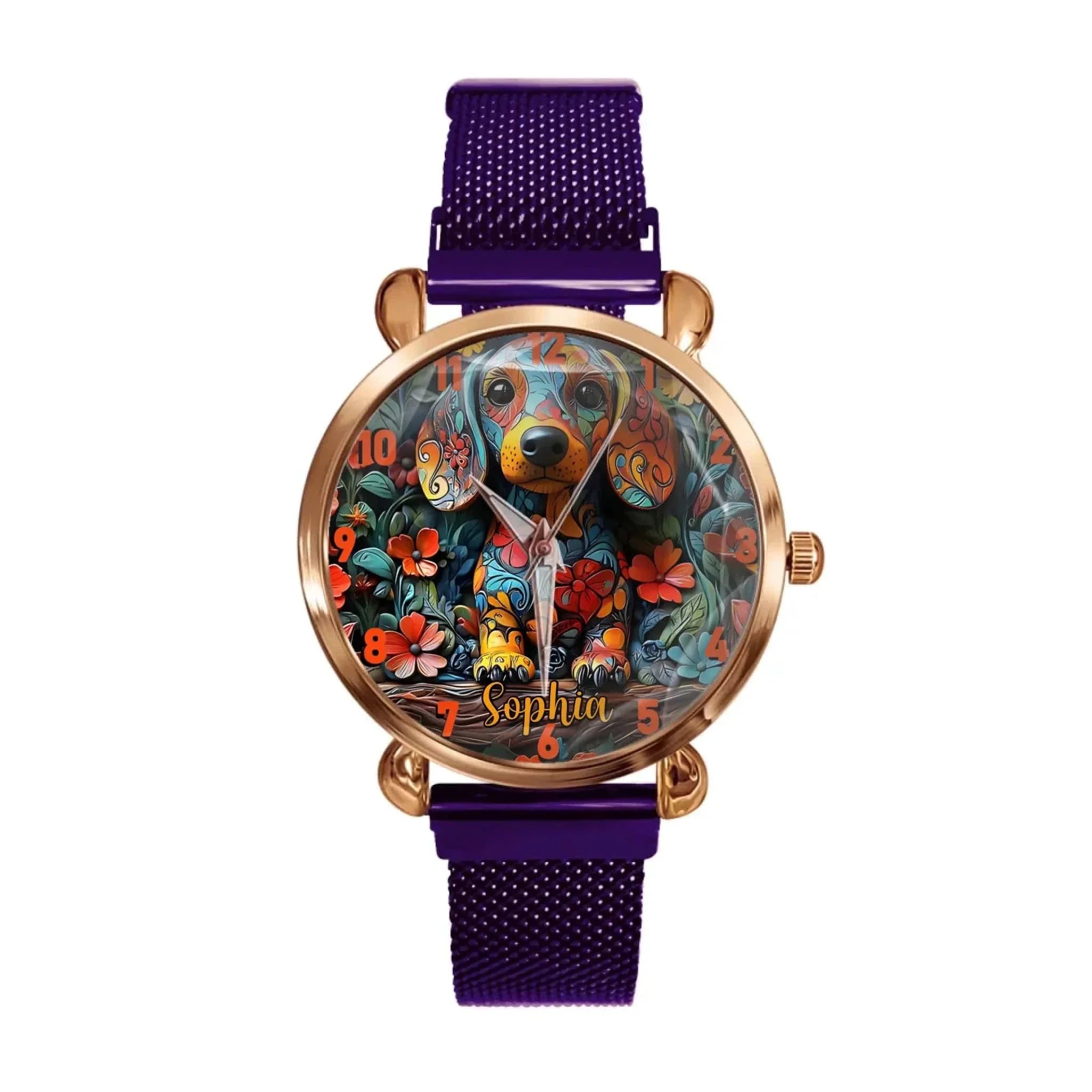 Customized Watch with Puppy Pattern - personalized Name Watch for Dachshund Dog - A Gift for Dog Owners,Dog Lovers - Joliny