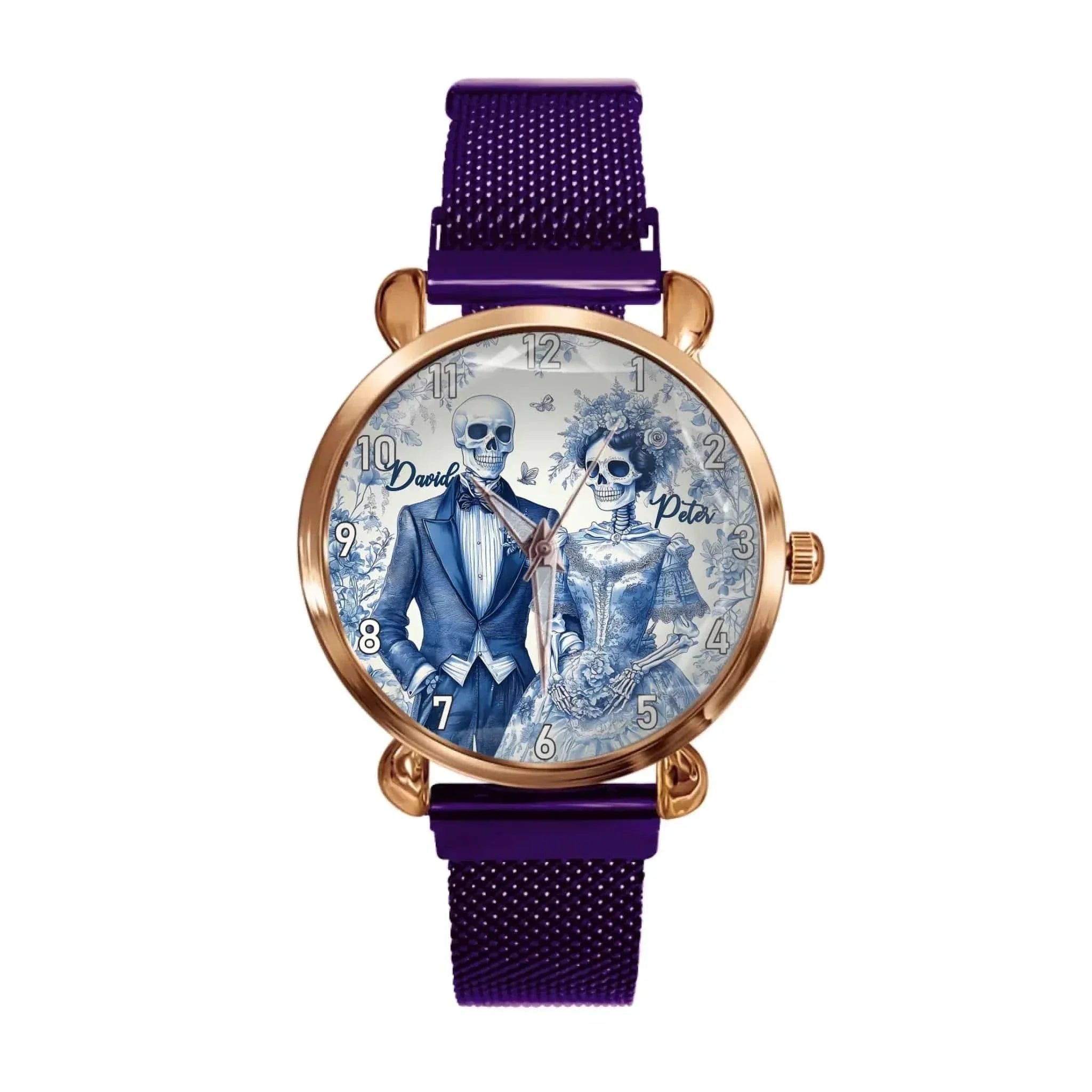 personalize! The blue skull couple watch isn't just an accessory; it's a symbol of love and personality. Add your name to craft a one - of - a - kind timepiece that stands out from the crowd. - Joliny