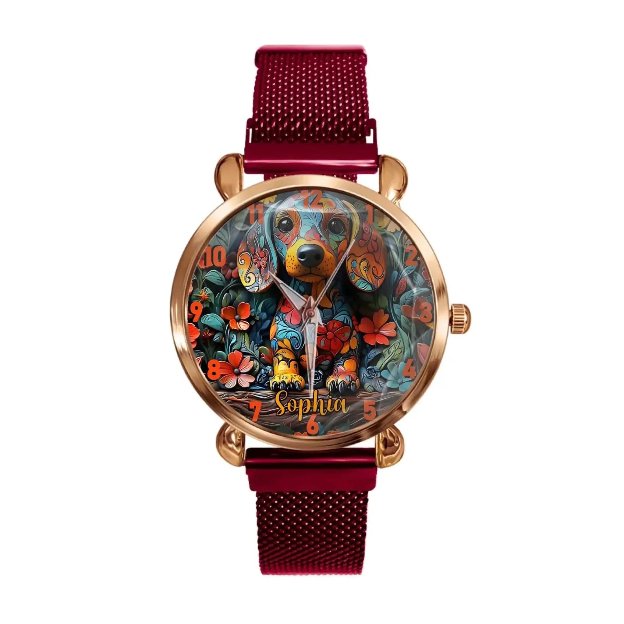 Customized Watch with Puppy Pattern - personalized Name Watch for Dachshund Dog - A Gift for Dog Owners,Dog Lovers - Joliny