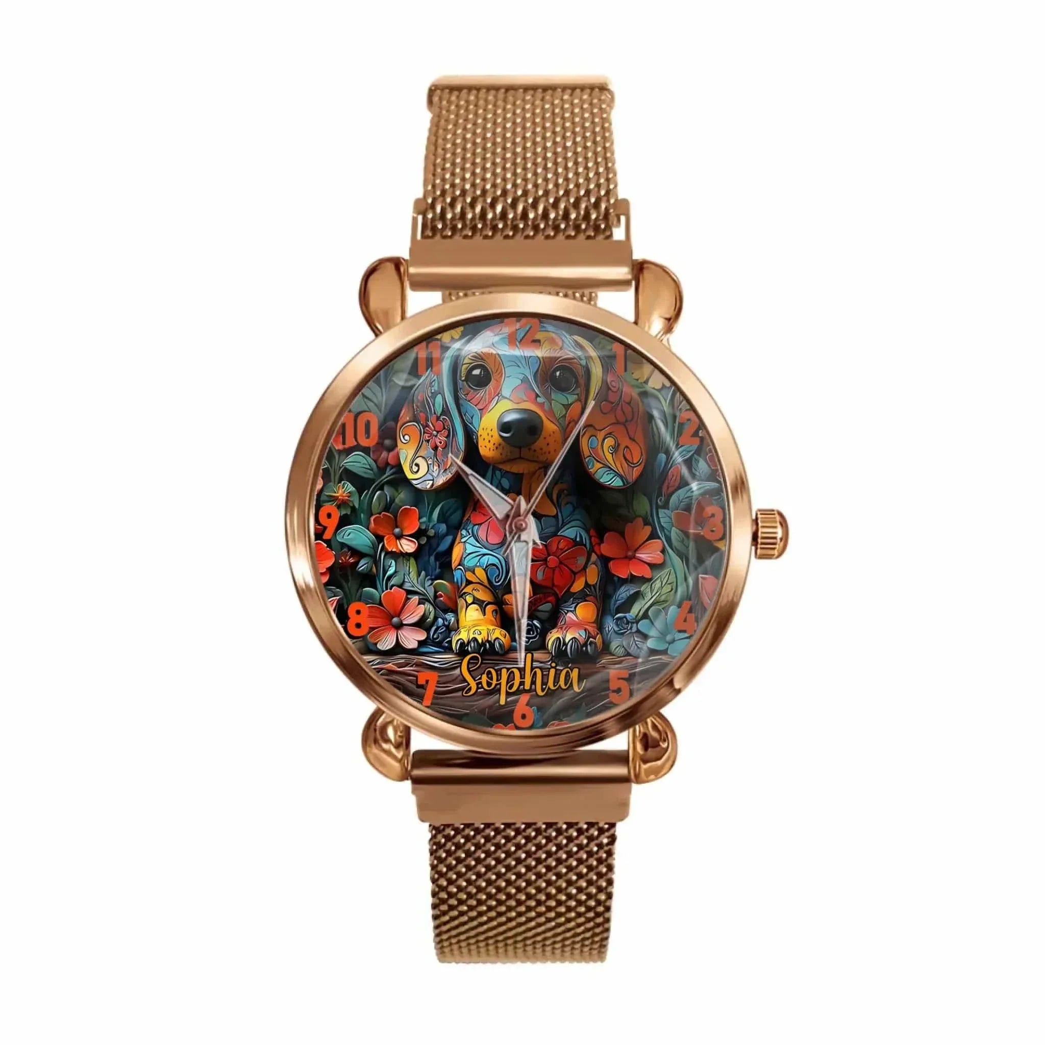 Customized Watch with Puppy Pattern - personalized Name Watch for Dachshund Dog - A Gift for Dog Owners,Dog Lovers - Joliny