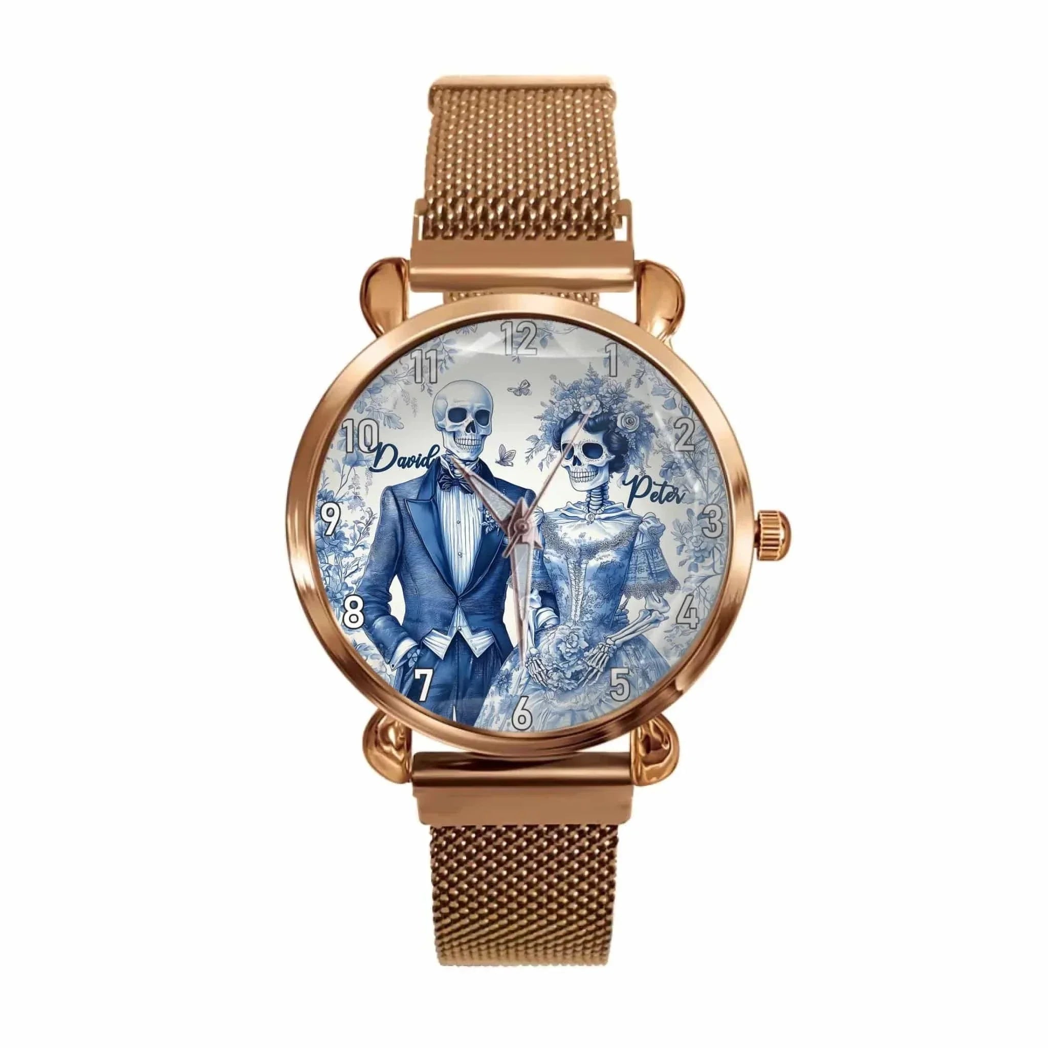 personalize! The blue skull couple watch isn't just an accessory; it's a symbol of love and personality. Add your name to craft a one - of - a - kind timepiece that stands out from the crowd. - Joliny