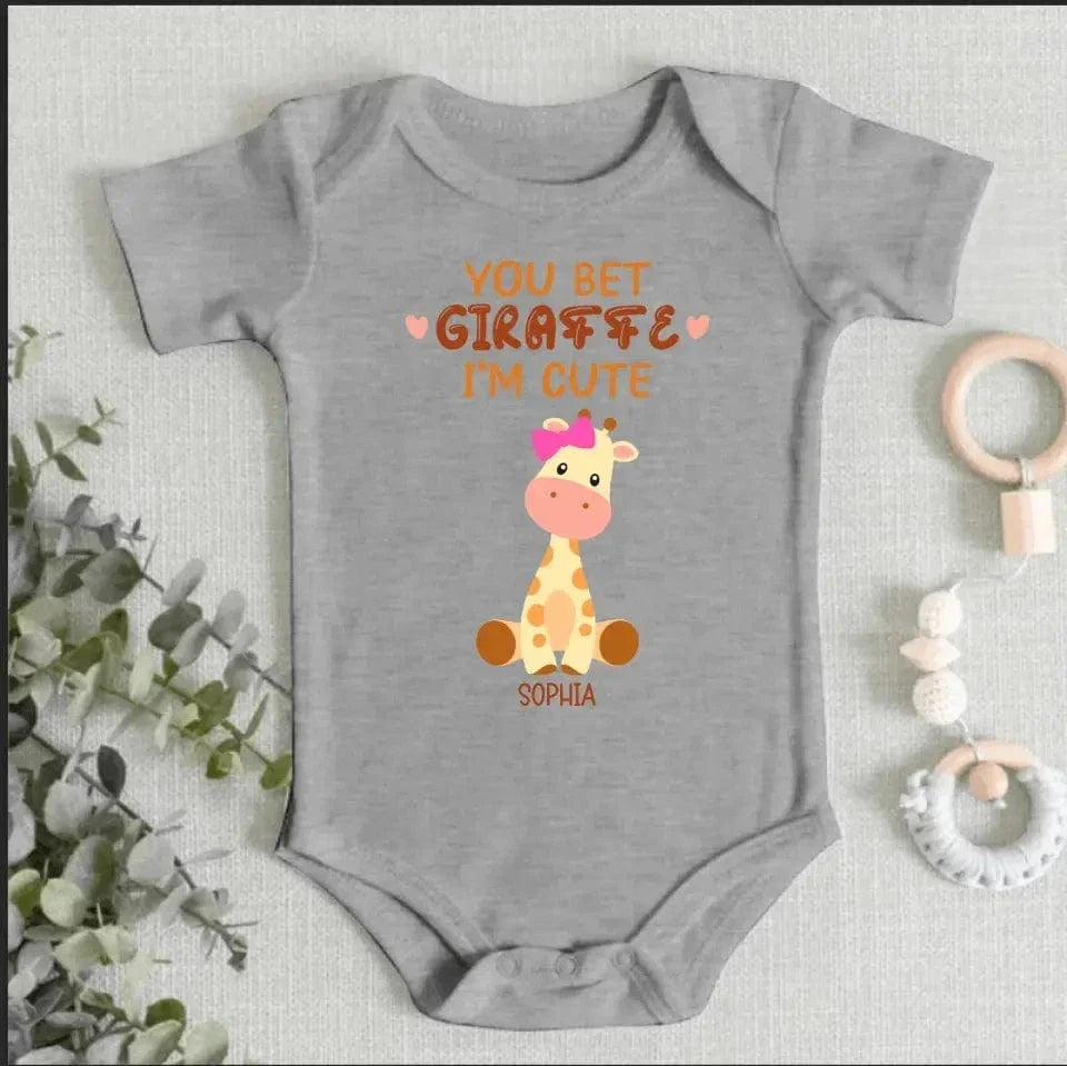 You Bet Giraffe - Family Personalized Custom Baby Onesie - Mother's Day, Baby Shower Gift, Gift For First Mom - Joliny