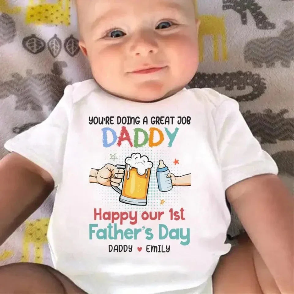 You're Doing A Great Job Daddy - Family Personalized Custom Baby Onesie - Baby Shower Gift, Gift For First Dad - Joliny