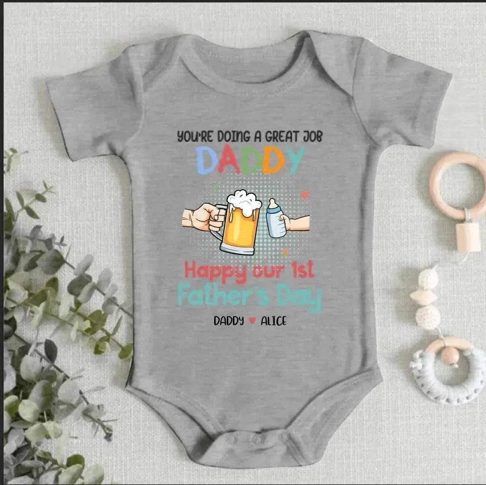 You're Doing A Great Job Daddy - Family Personalized Custom Baby Onesie - Baby Shower Gift, Gift For First Dad - Joliny