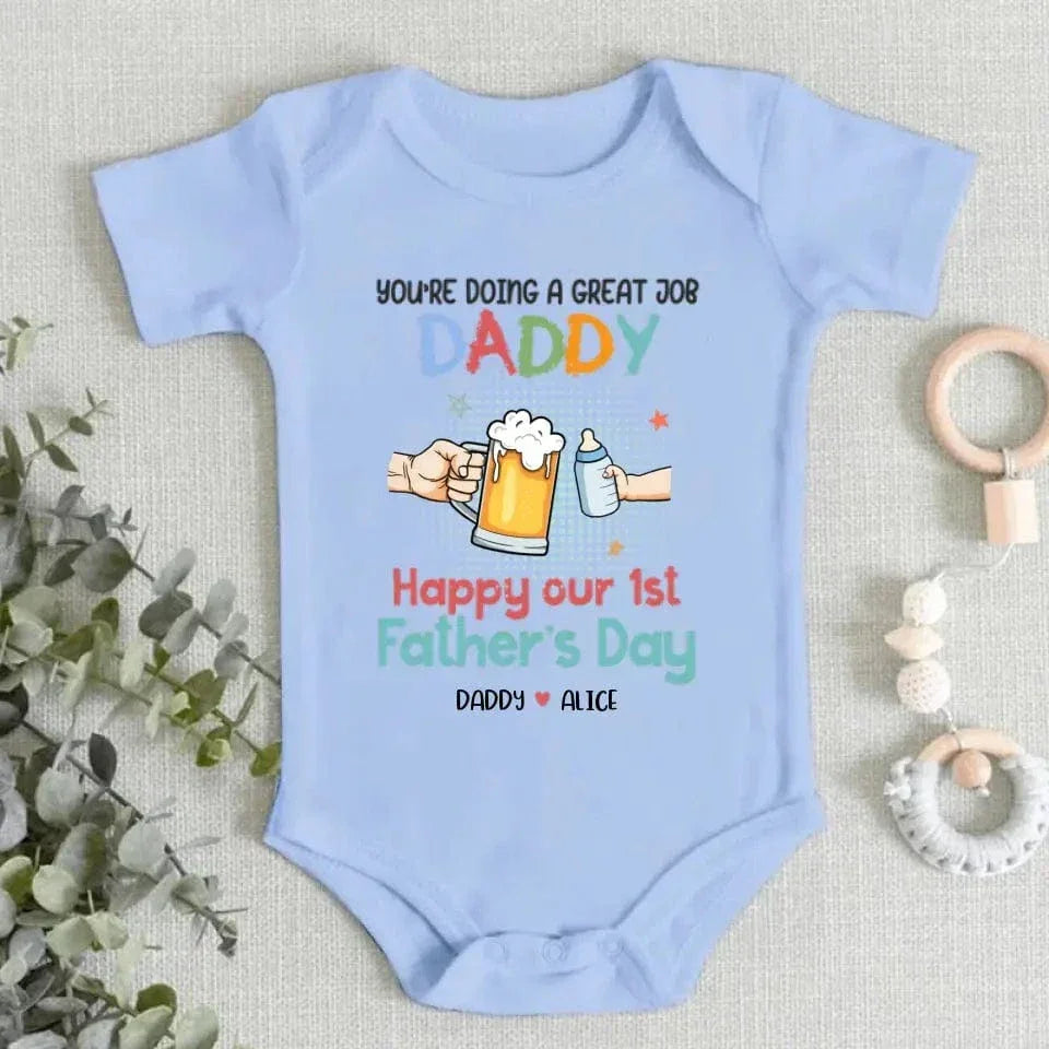 You're Doing A Great Job Daddy - Family Personalized Custom Baby Onesie - Baby Shower Gift, Gift For First Dad - Joliny