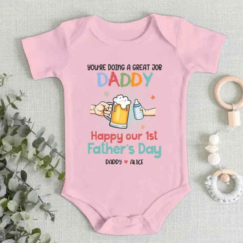 You're Doing A Great Job Daddy - Family Personalized Custom Baby Onesie - Baby Shower Gift, Gift For First Dad - Joliny