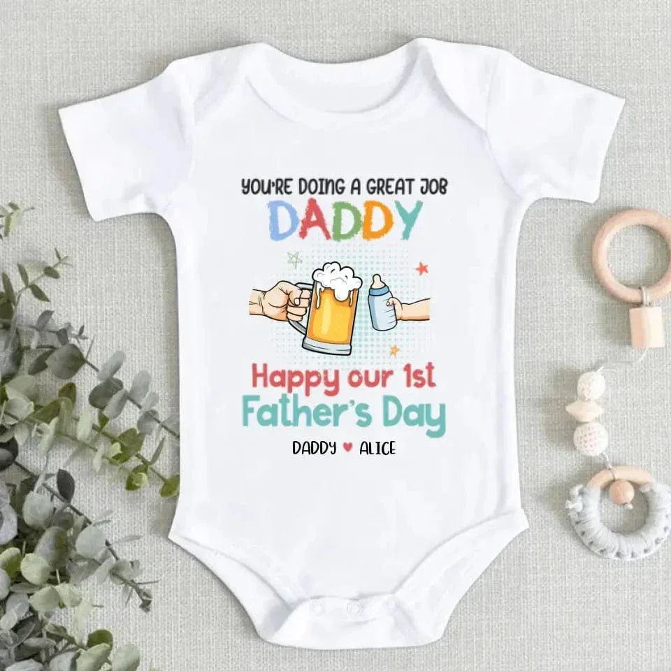 You're Doing A Great Job Daddy - Family Personalized Custom Baby Onesie - Baby Shower Gift, Gift For First Dad - Joliny