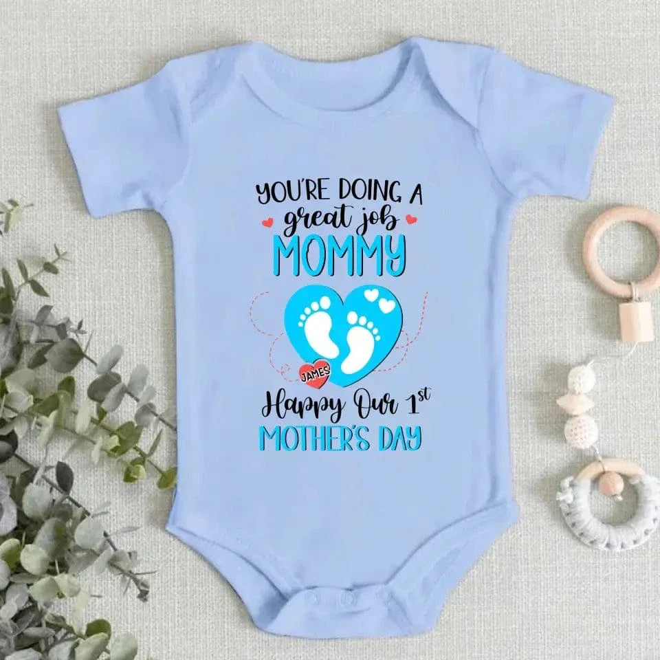 You're Doing Great Job Mommy - Family Personalized Custom Baby Onesie - Mother's Day, Baby Shower Gift, Gift For First Mom - Joliny