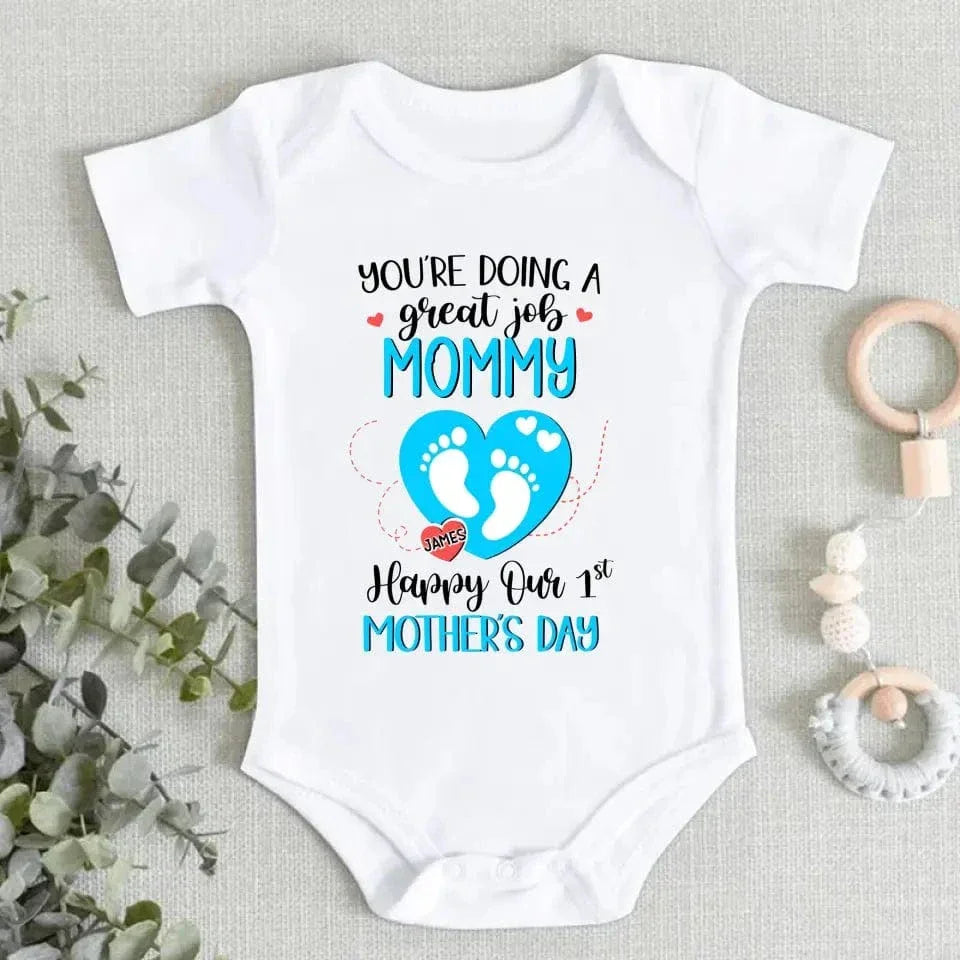 You're Doing Great Job Mommy - Family Personalized Custom Baby Onesie - Mother's Day, Baby Shower Gift, Gift For First Mom - Joliny